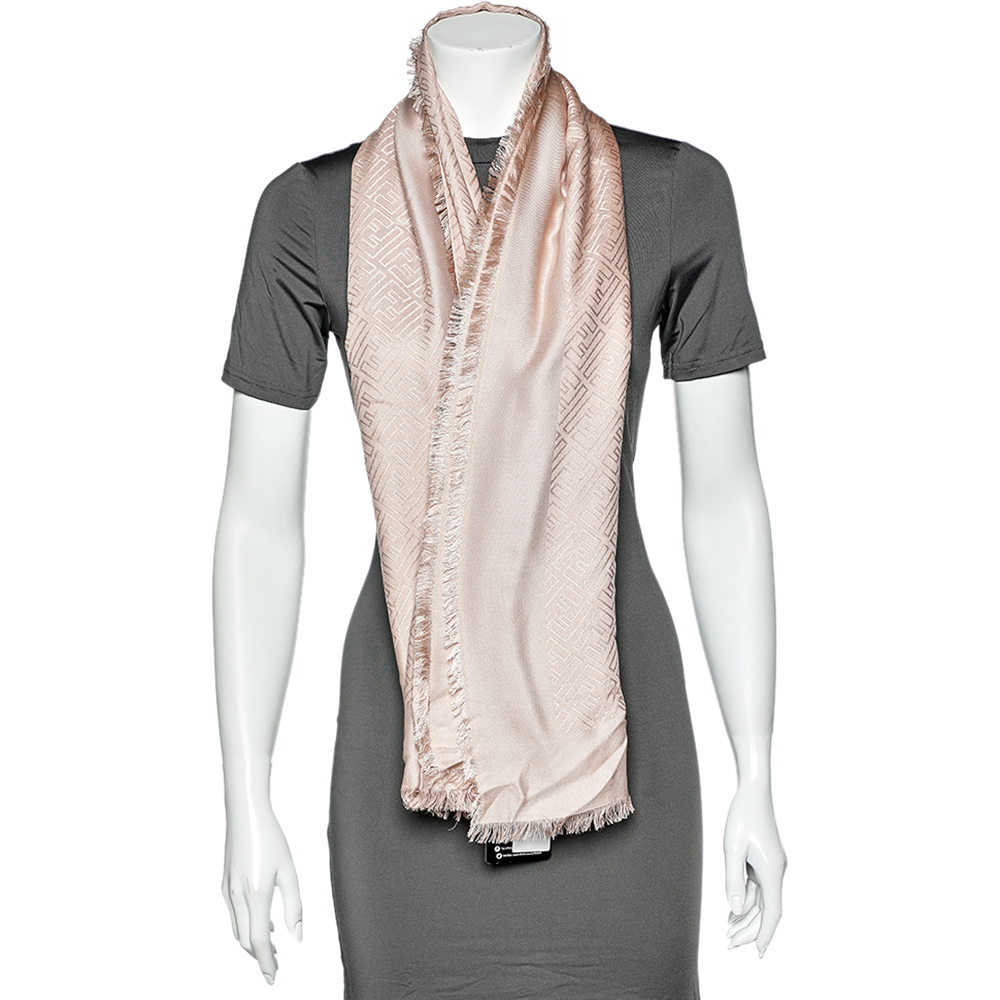 

Fendi Pink Zucca Jacquard Silk & Wool Scarf