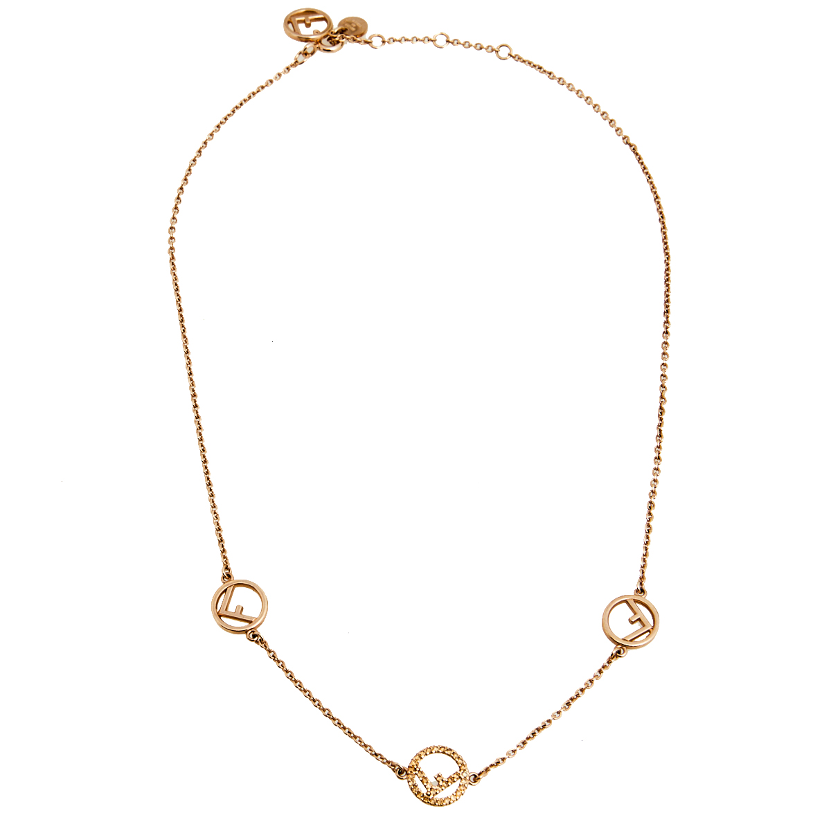 

Fendi F is Fendi Rose Gold Tone Crystal Chain Necklace