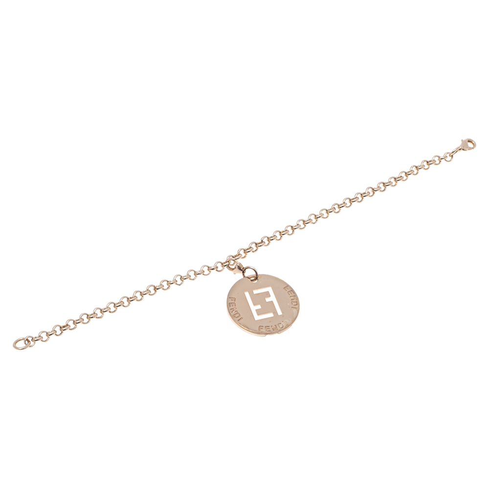 

Fendi Gold Tone FF Identification Charm Bracelet