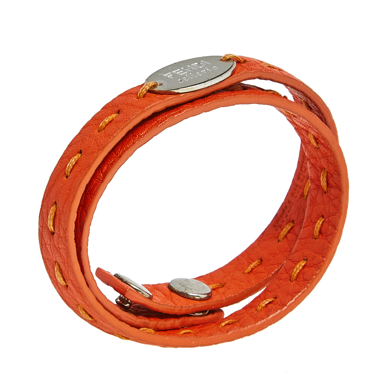 

Fendi Orange Selleria Leather Double Wrap Bracelet