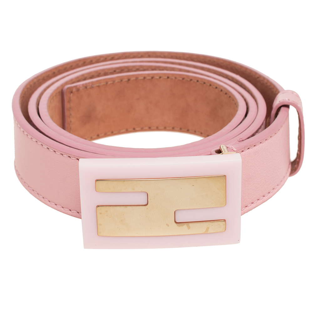 

Fendi Pink Leather FF Logo Belt