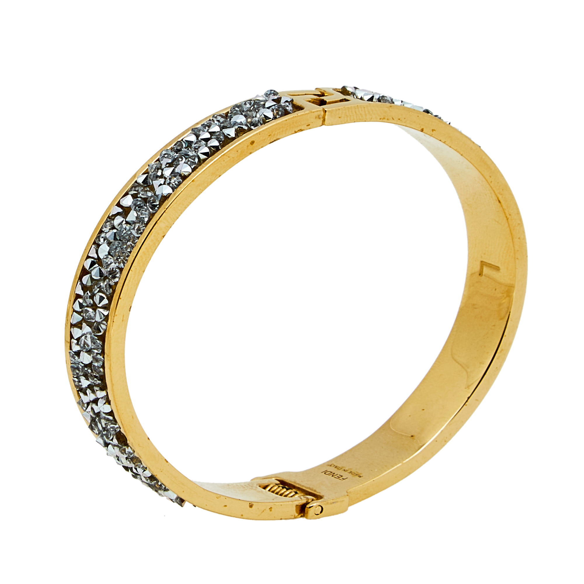 

Fendi Fendista Crystal Studded Gold Tone Metal Bracelet