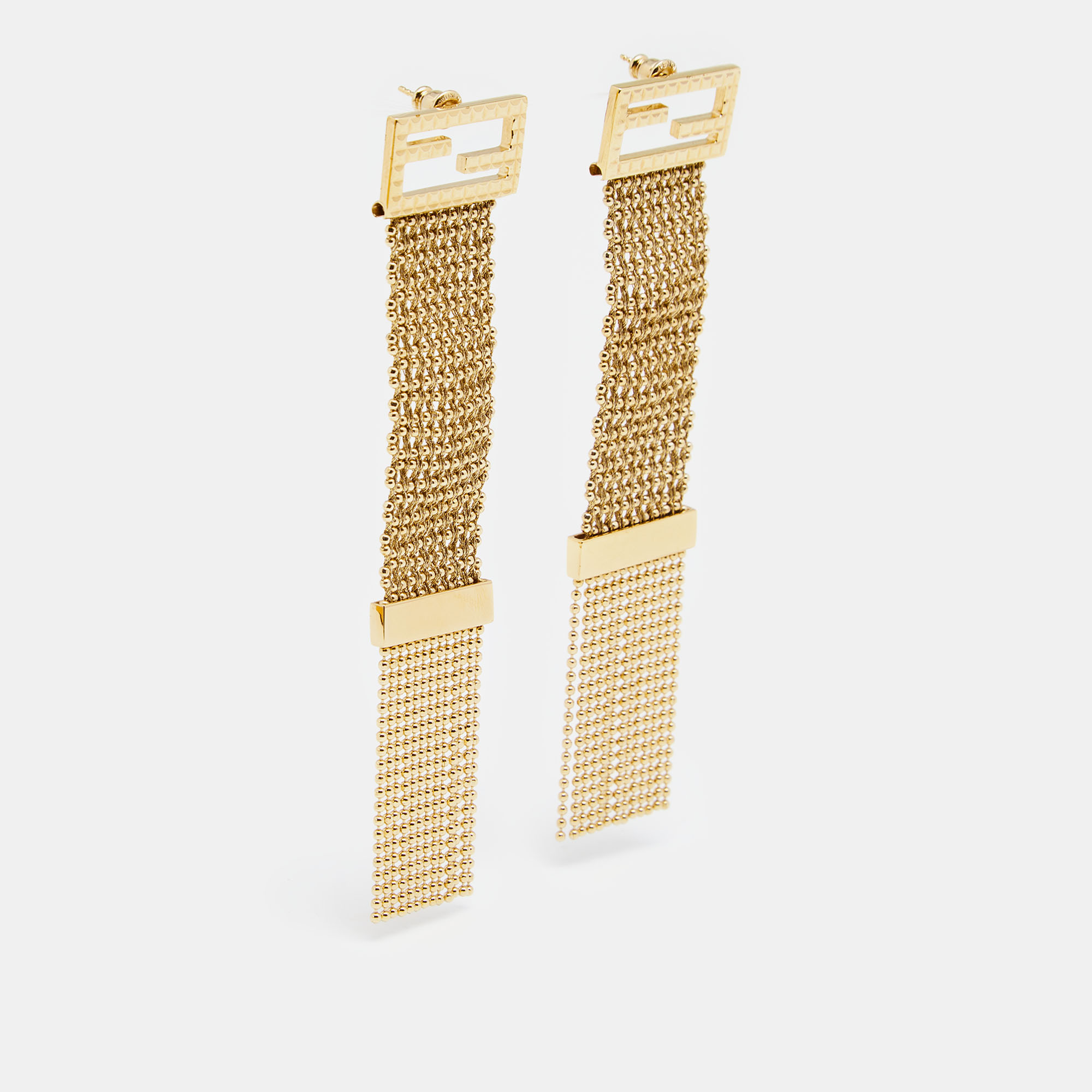 

Fendi Logo Gold Tone Metal Earrings