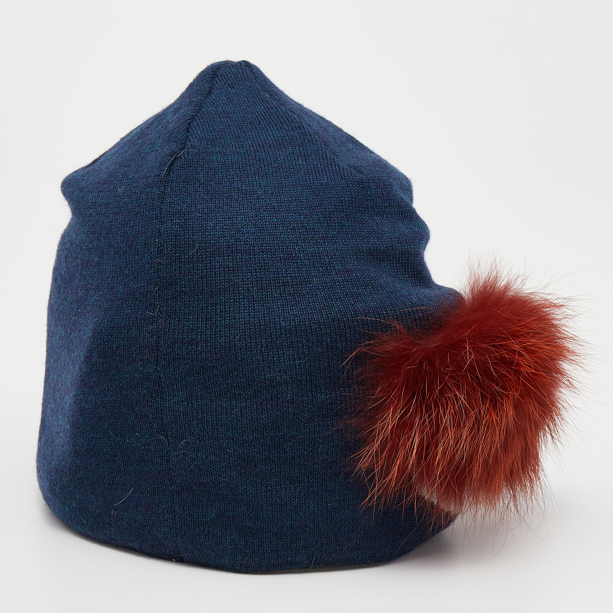 

Fendi Navy Blue Wool Fox Fur Wonders Beanie