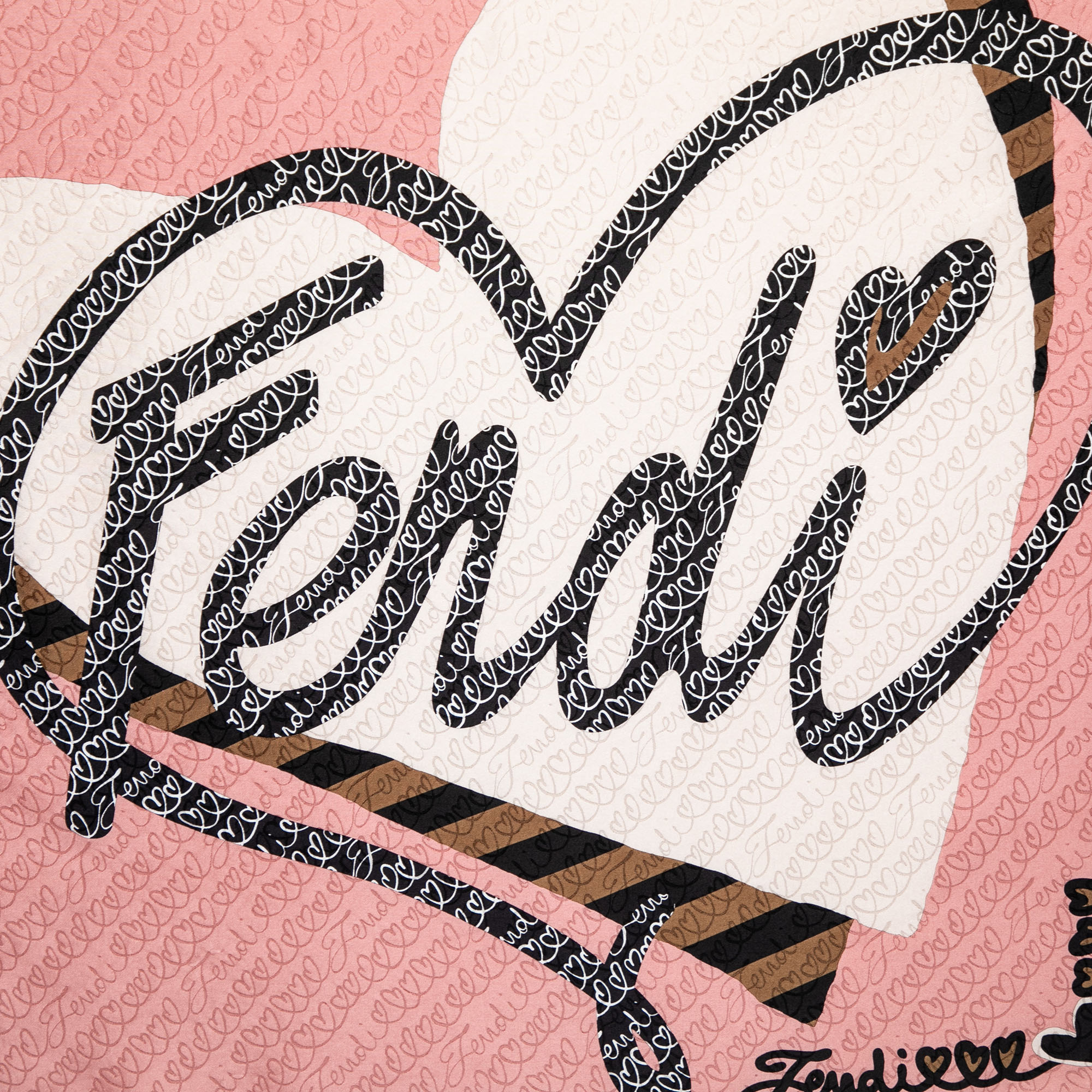 

Fendi Pink Logo Heart Silk Twill Square Scarf