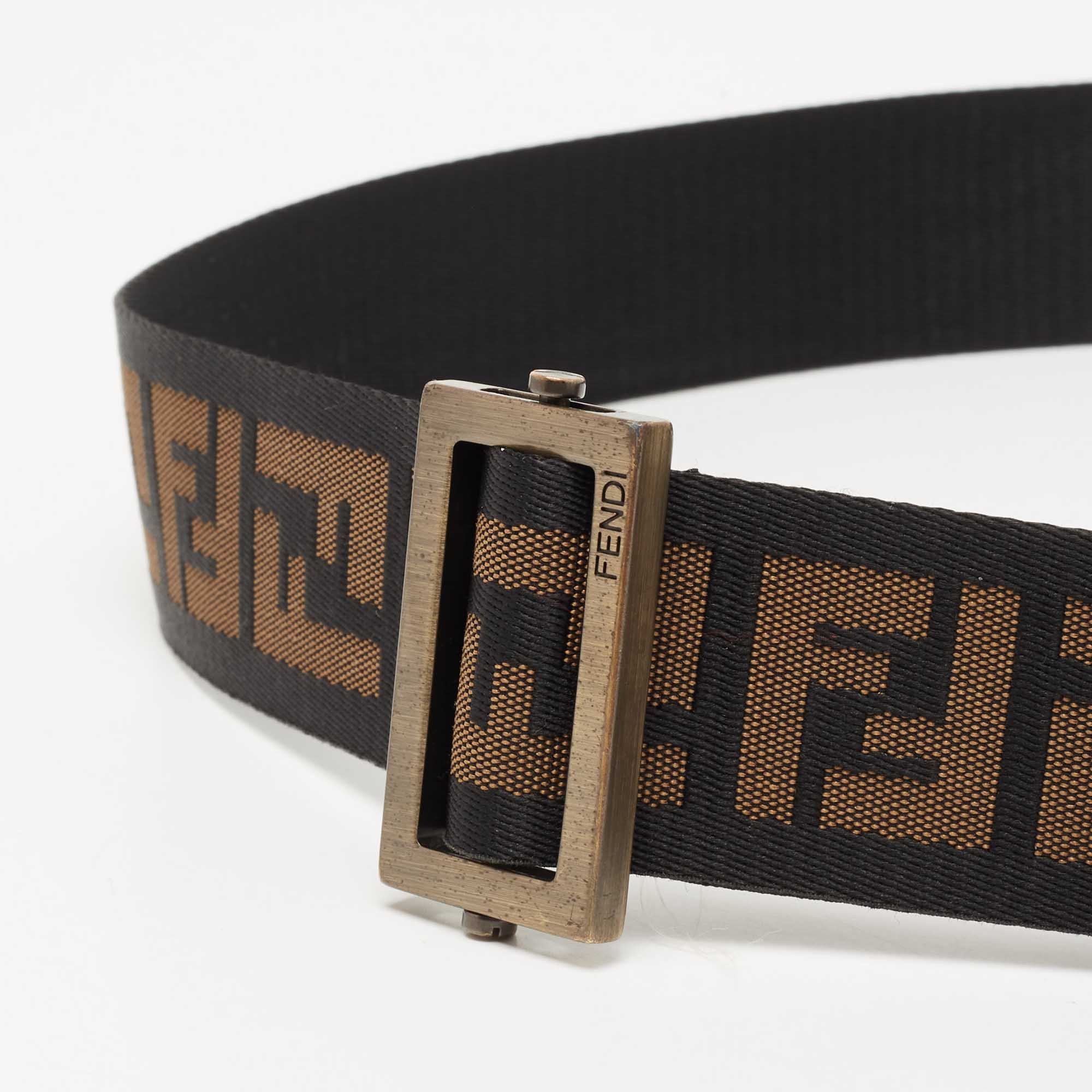 

Fendi Tobacco Zucca Canvas and Leather Belt, Brown