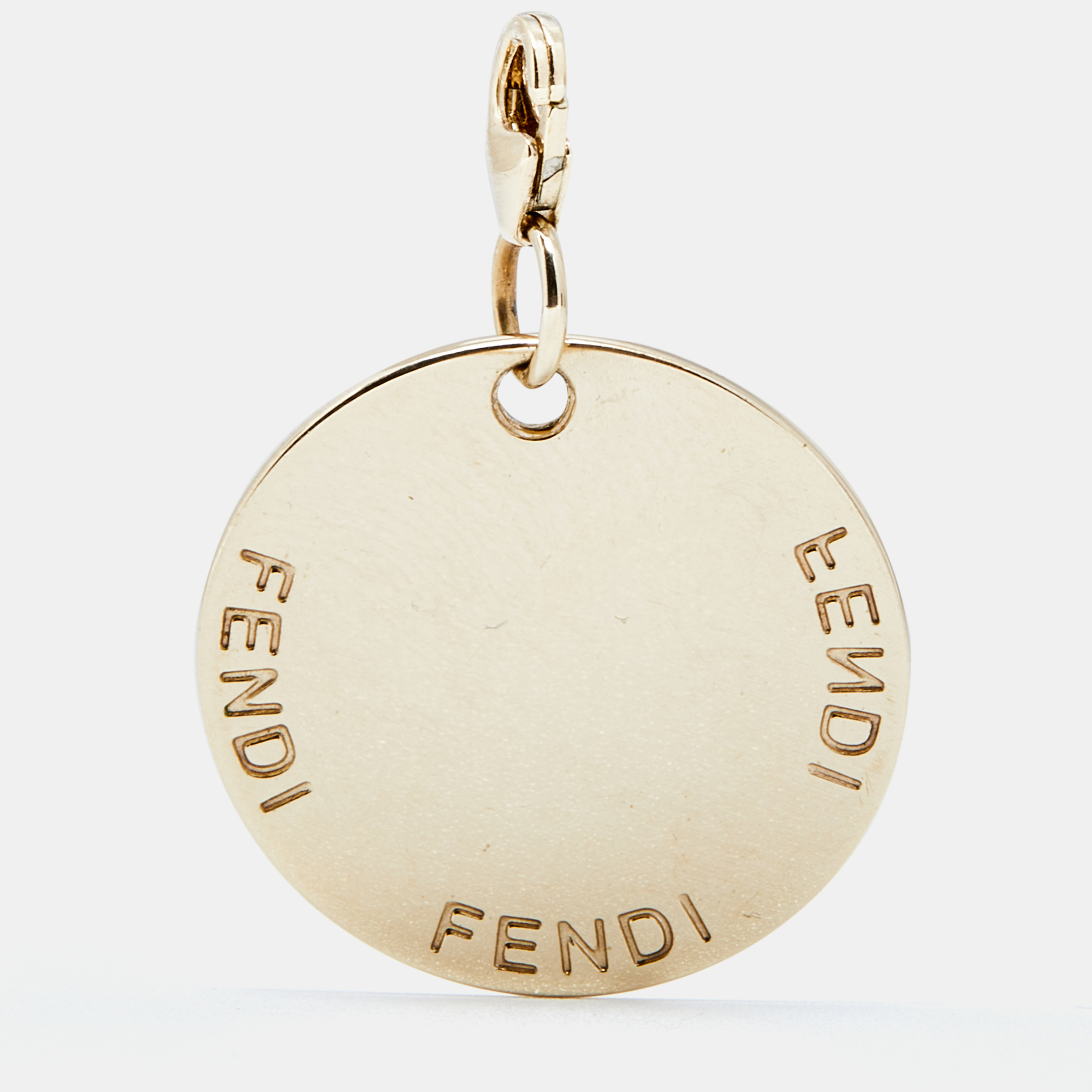 

Fendi Gold Tone Crystal  Identity Charm Pendant