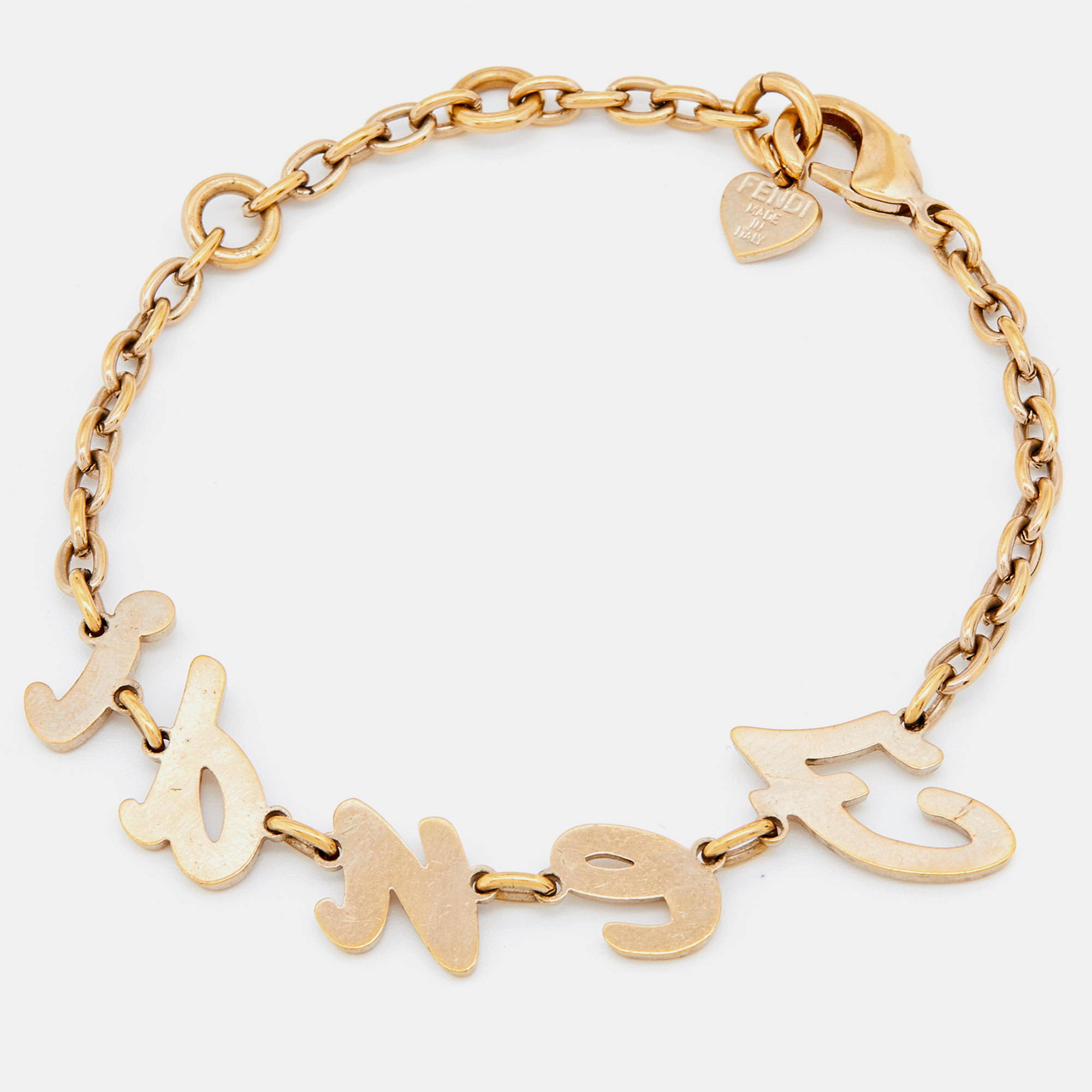 

Fendi Logo Charm Gold Tone Bracelet