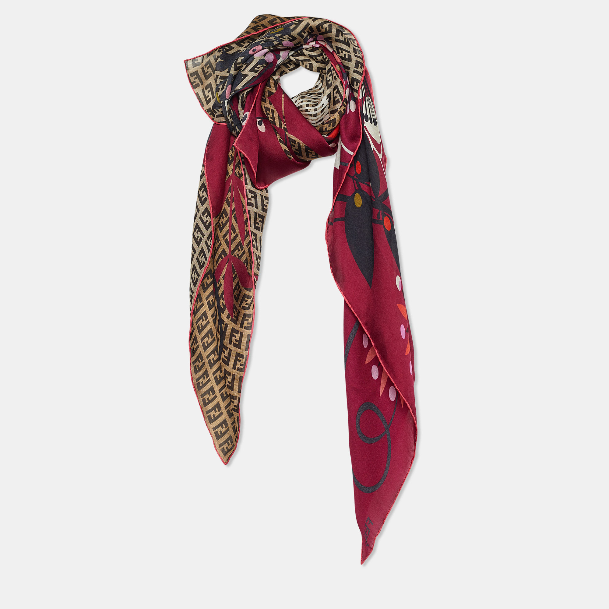

Fendi Multicolor Floral Print Silk Scarf