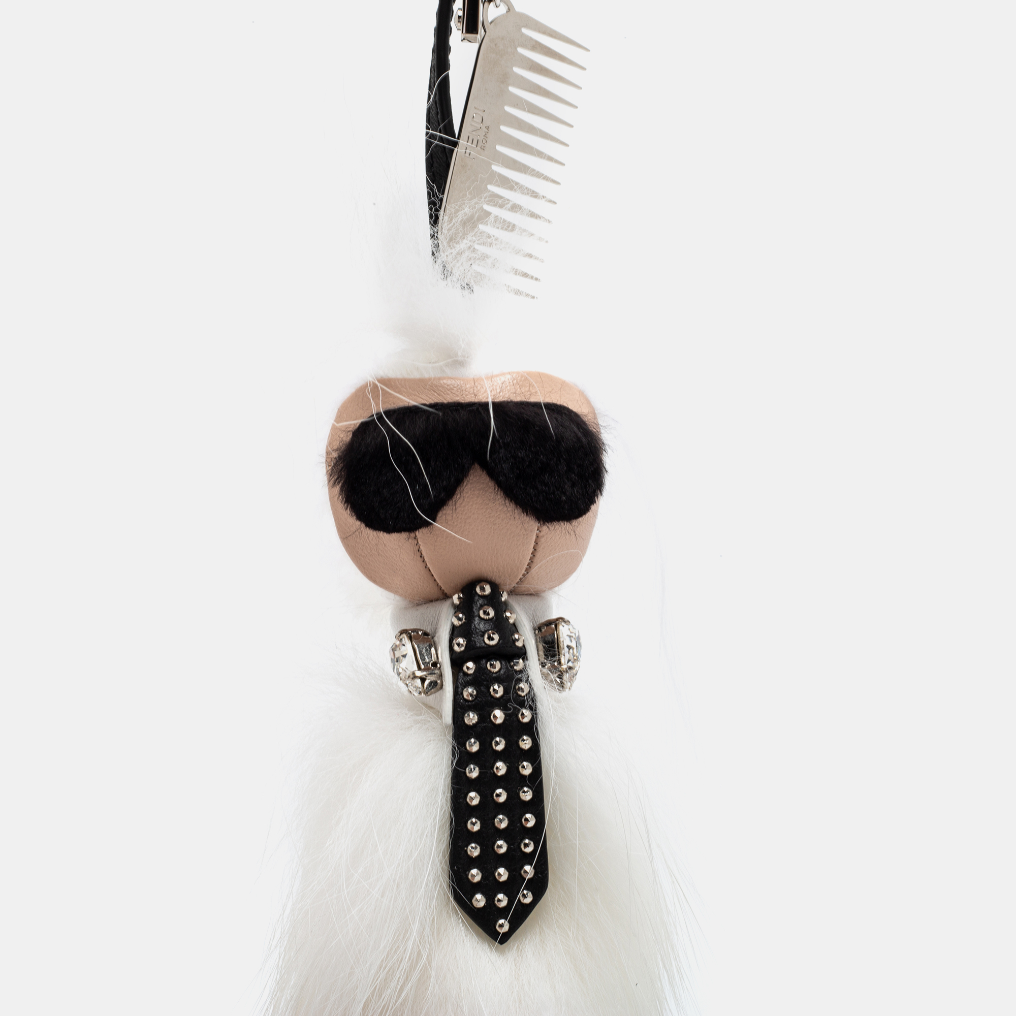 

Fendi White Fur Karlito Key Ring / Bag Charm