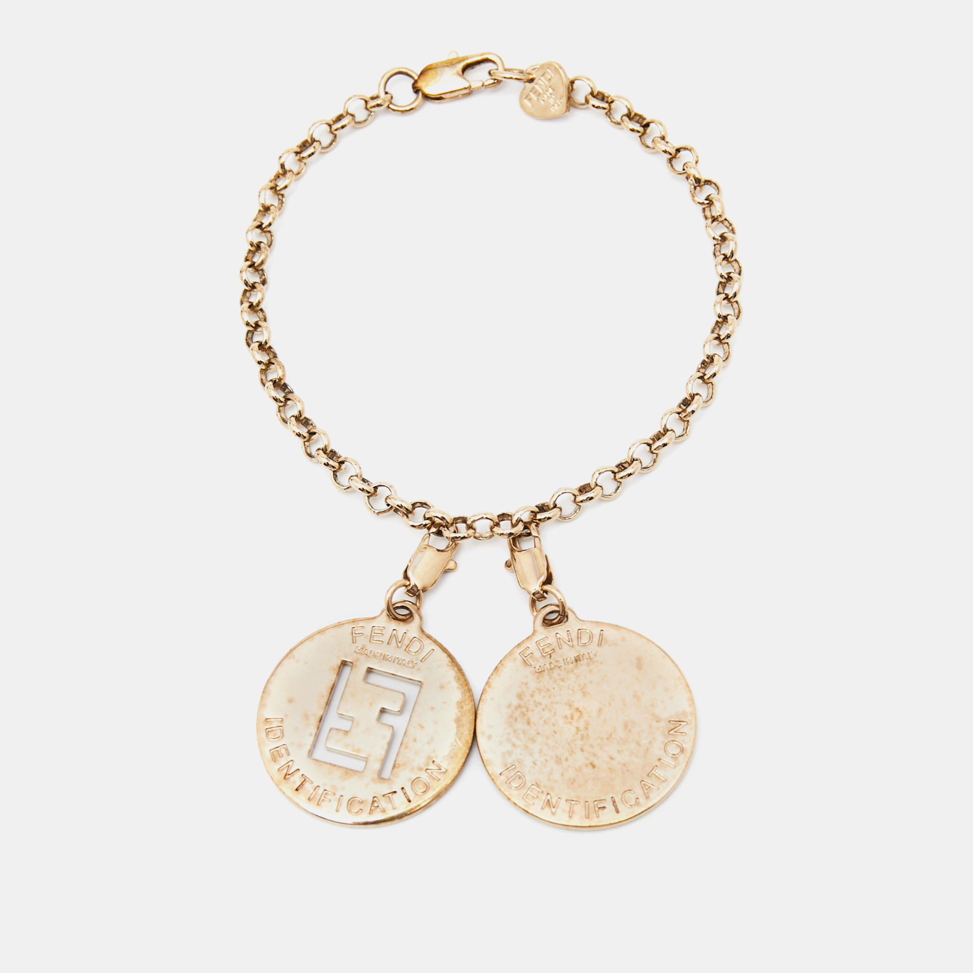 

Fendi Gold Tone Identification & Crystal Letter Charms Bracelet