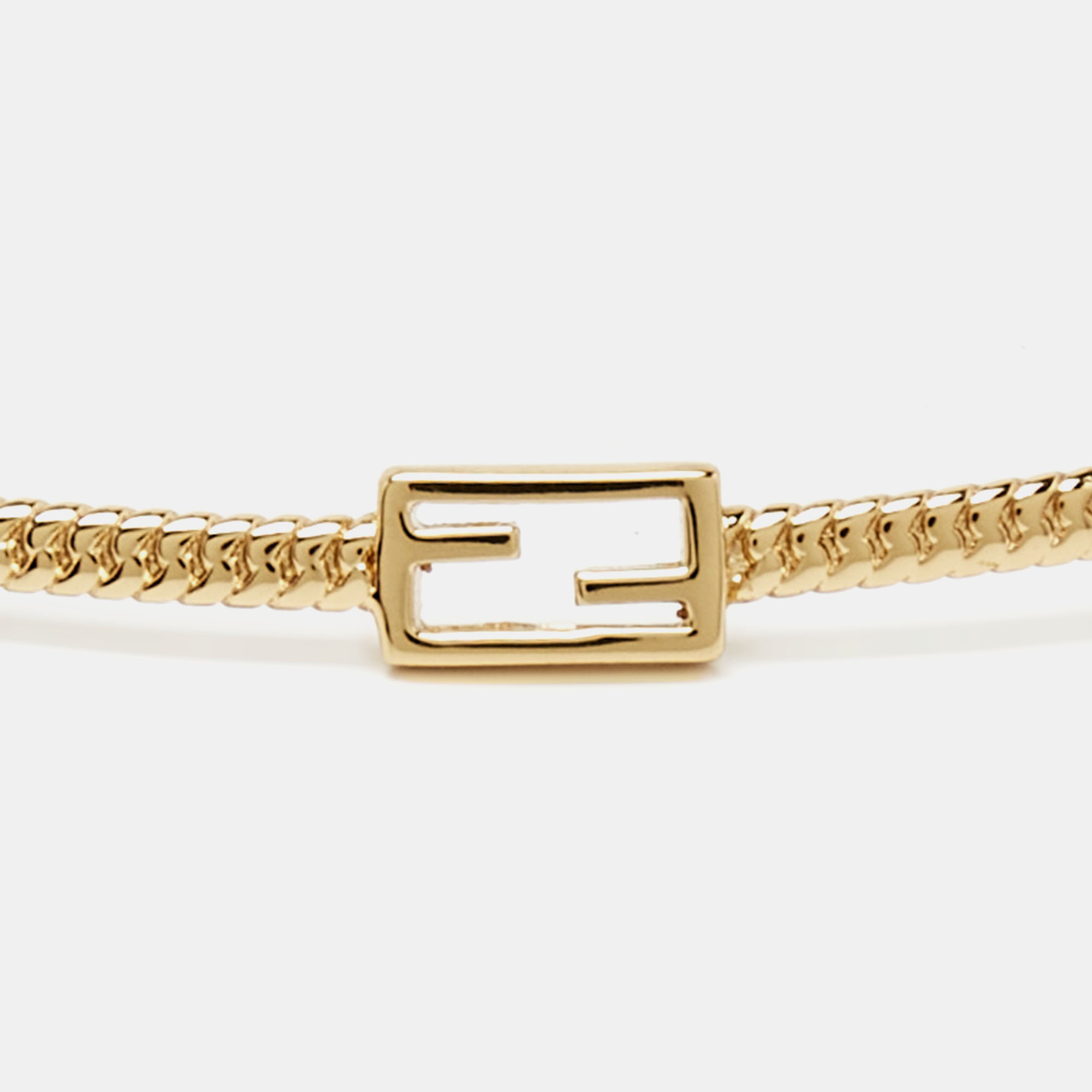 

Fendi Gold Tone Baguette Choker Necklace