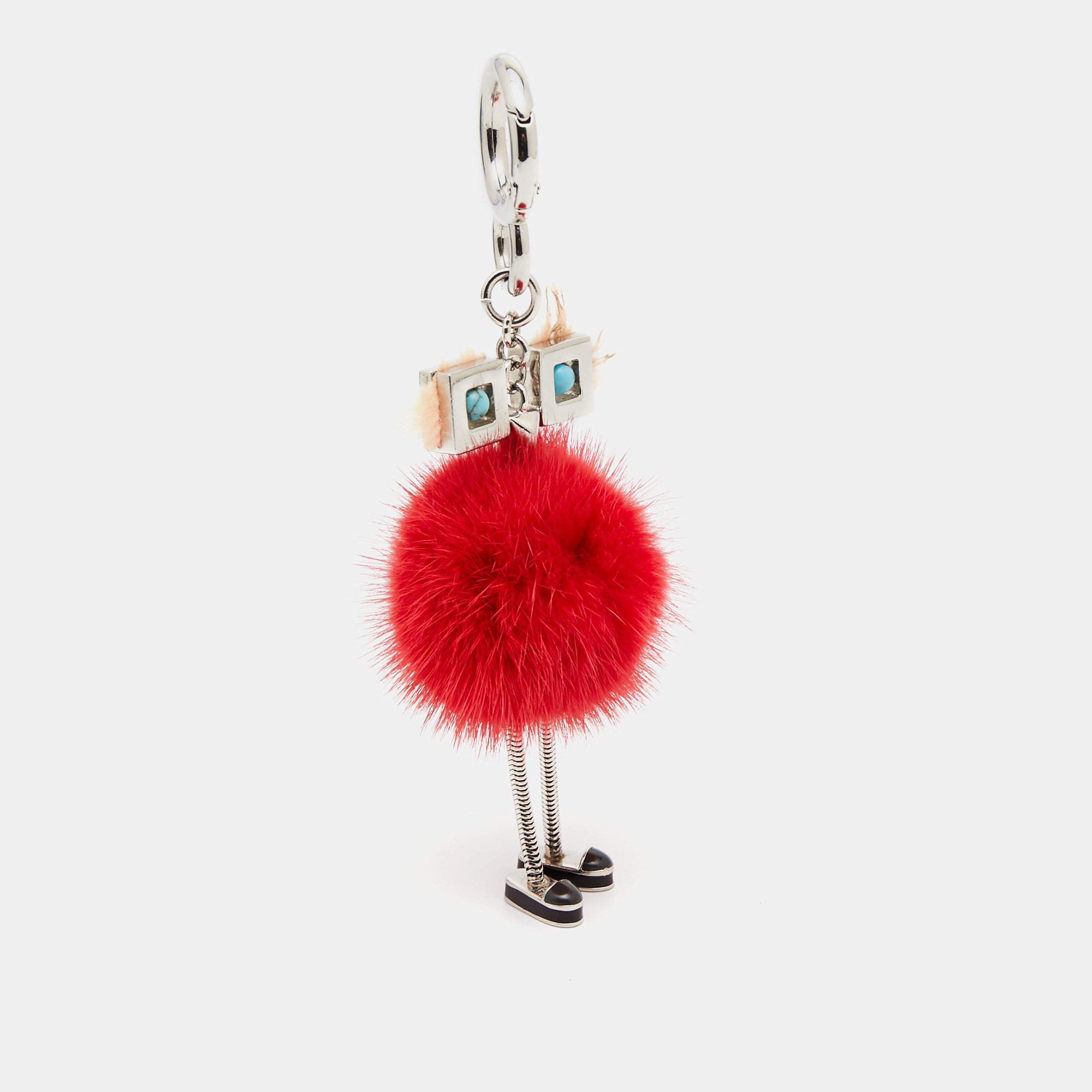 

Fendi Red/Peach Mink Fur Hypnoteyes Chick Pom Pom Bag Charm, Multicolor