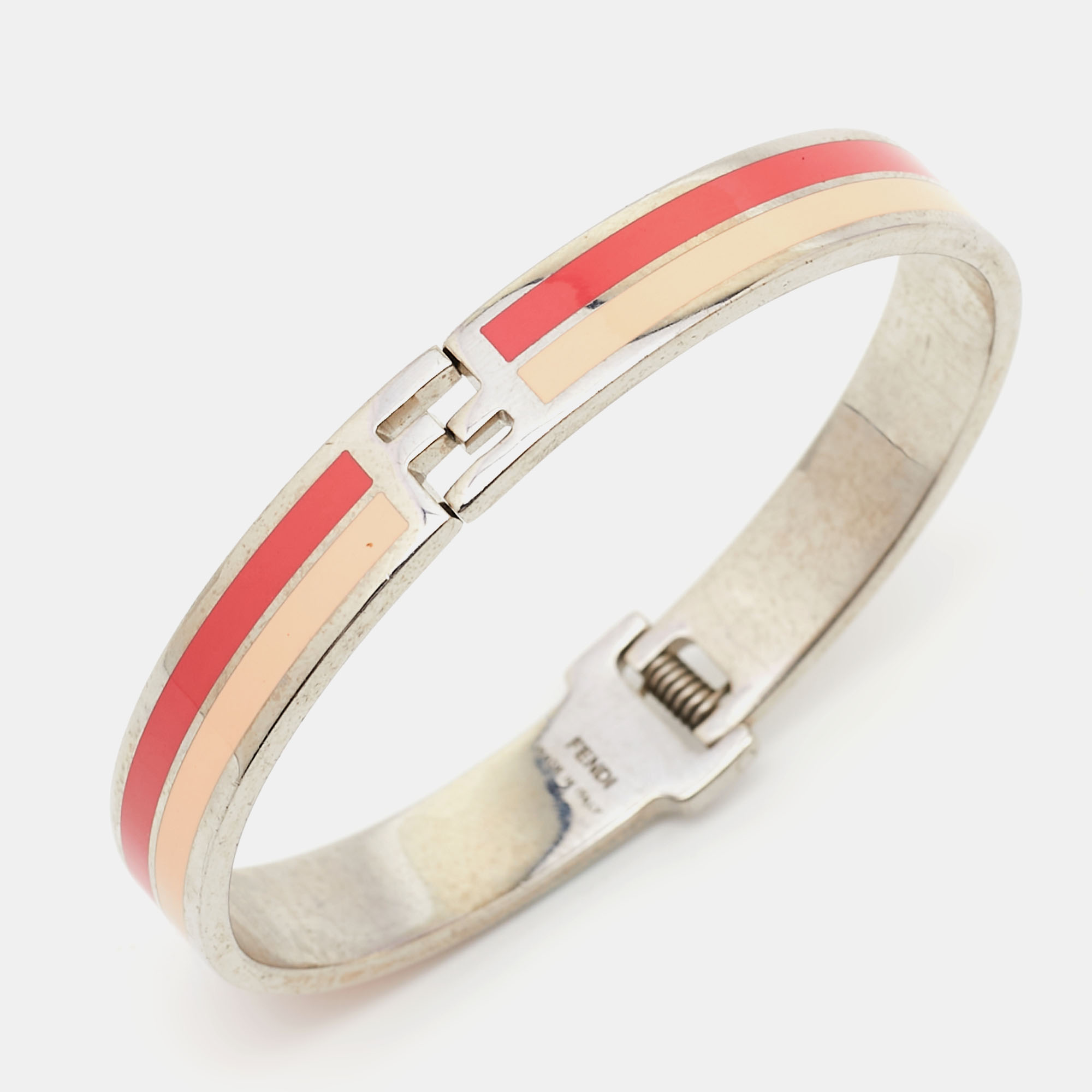 

Fendi Fendista Enamel Silver Tone Bracelet