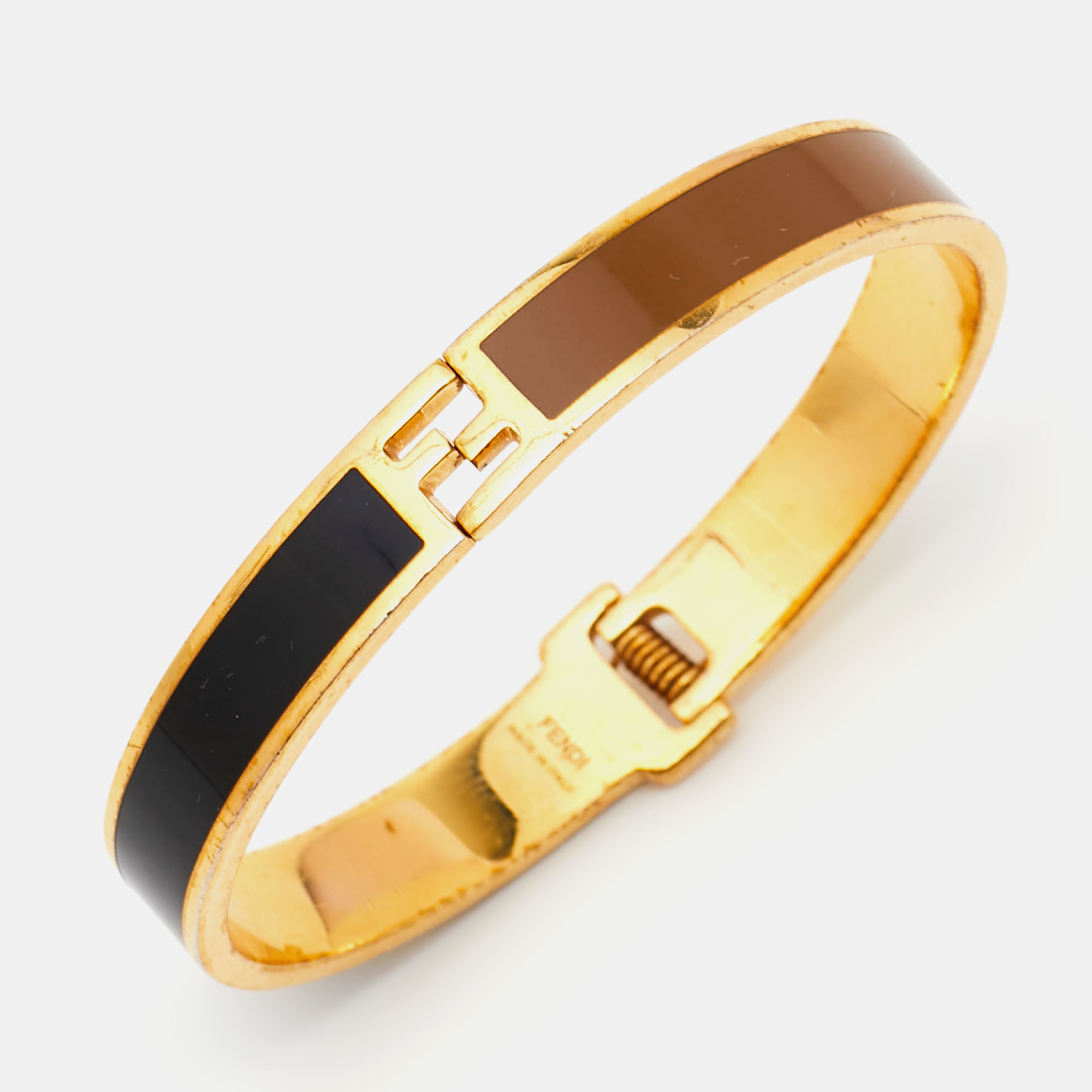 

Fendi Fendista Bicolor Enamel Gold Tone Bracelet