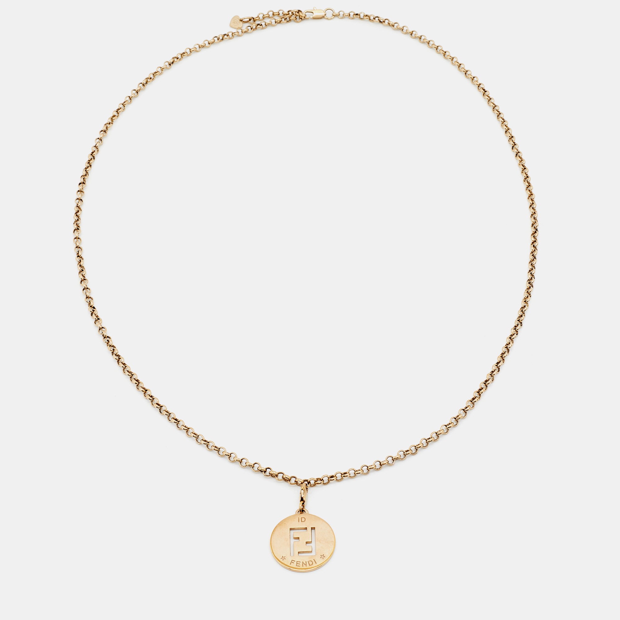 

Fendi Gold Tone Identification Pendant Necklace