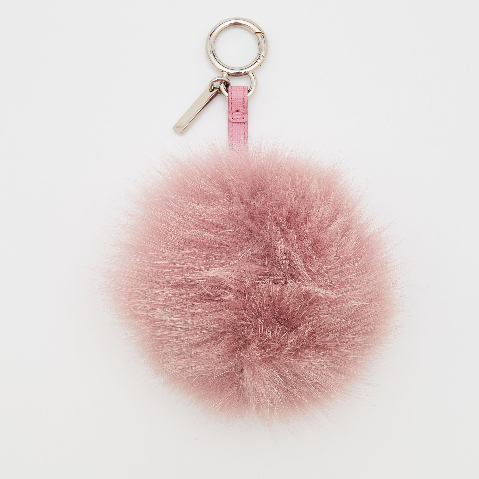 

Fendi Dusty Pink Pom Pom Fur and Leather Bag Charm