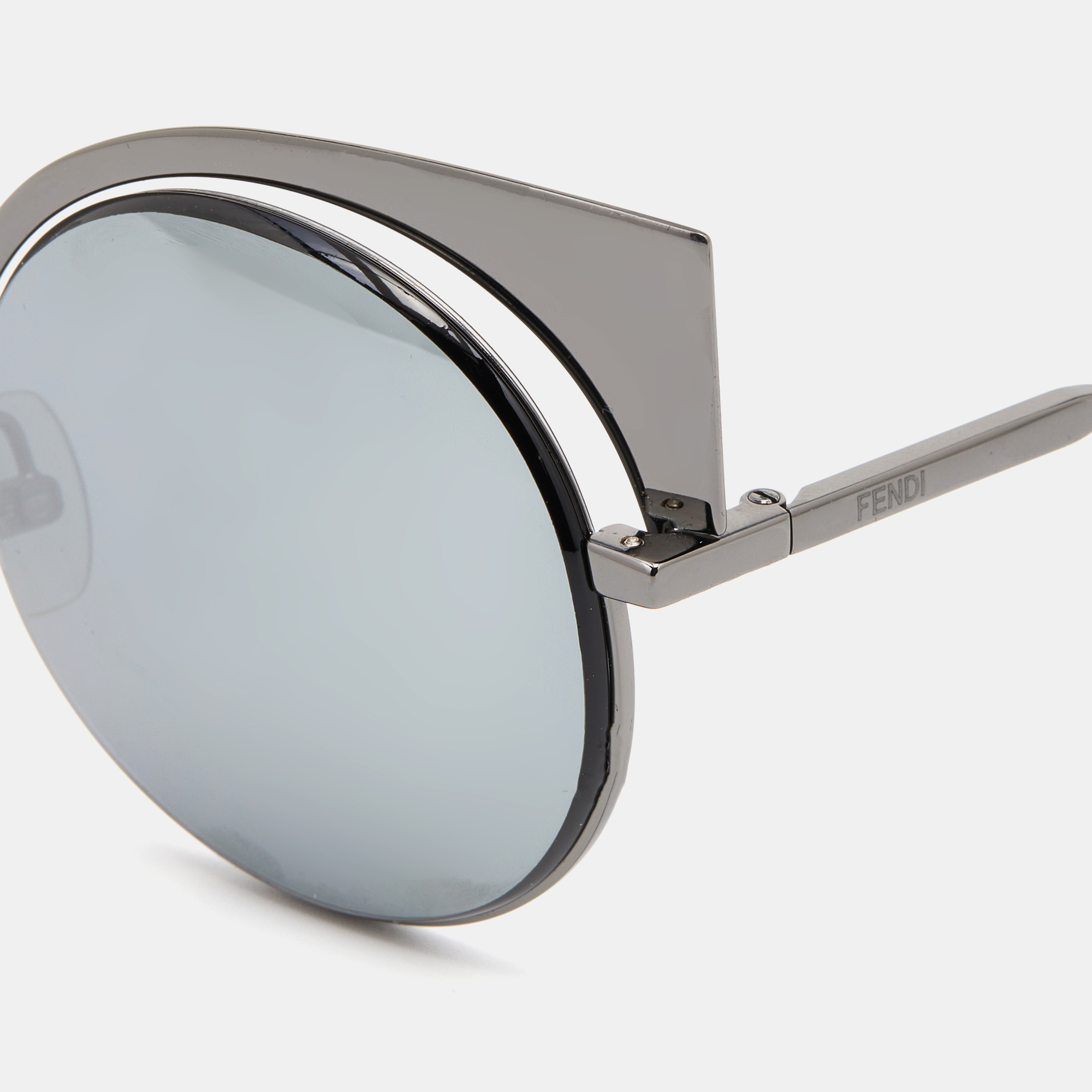 

Fendi Gunmetal Tone/Black Mirror FF 0177/S Cat-Eye Sunglasses