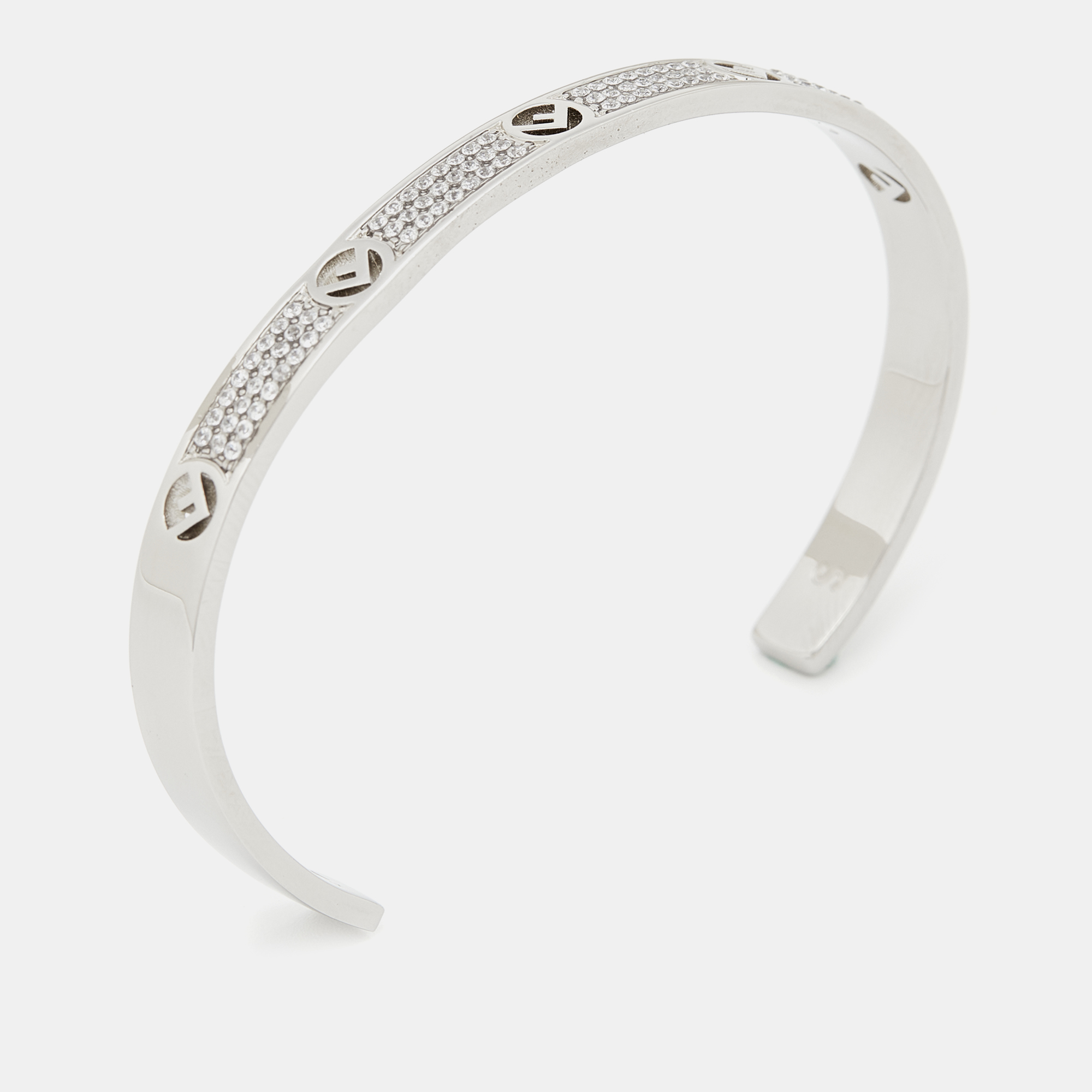 

Fendi F Is Fendi Silver Tone Crystal Open Cuff Bracelet