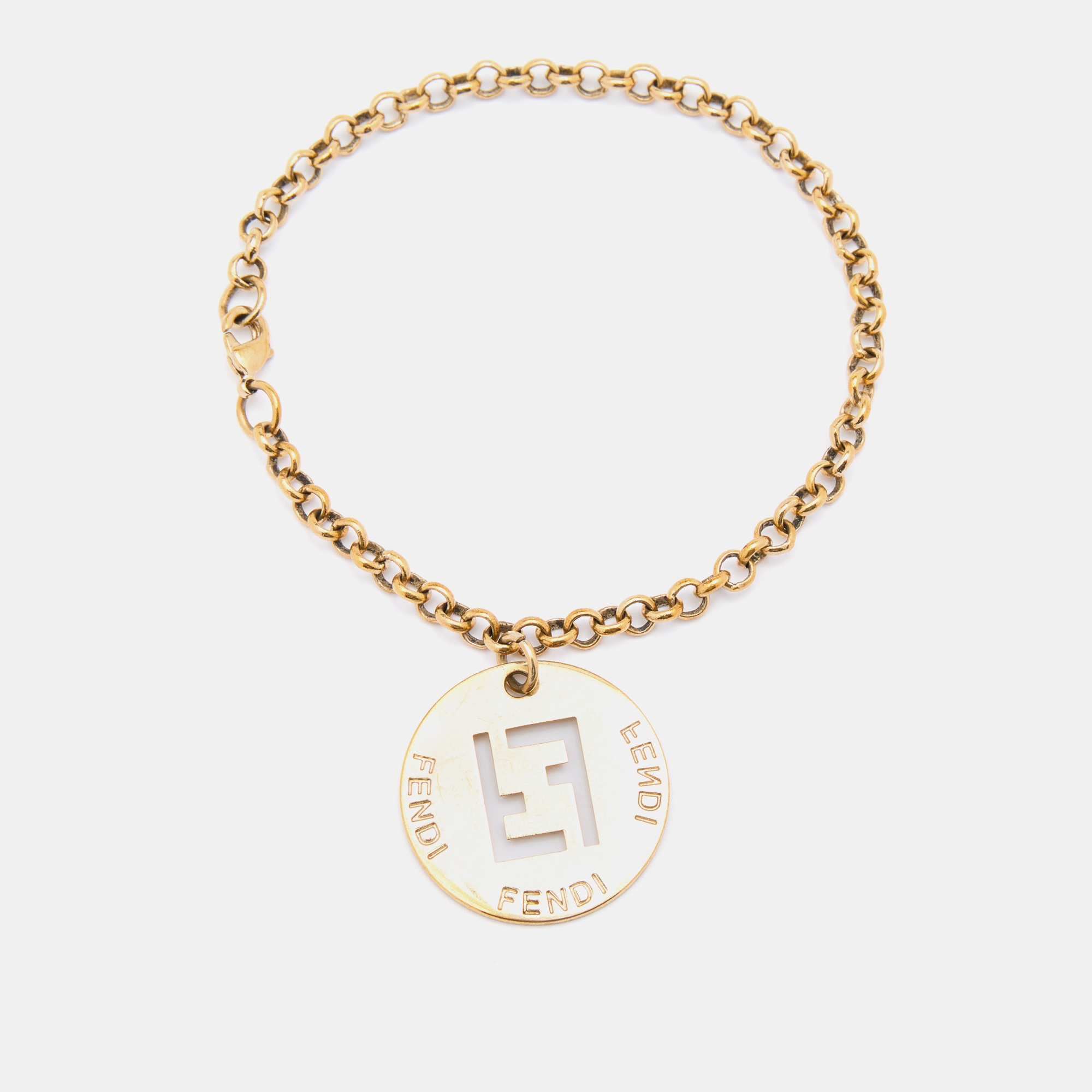 

Fendi Gold Tone Identification Charm Bracelet