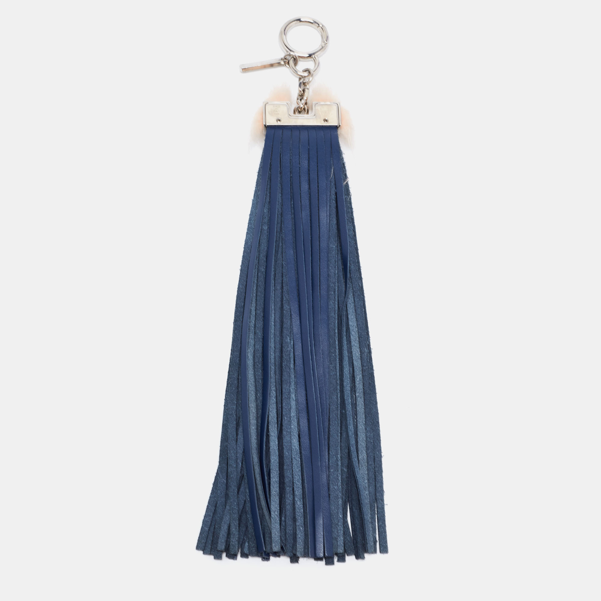 

Fendi Navy Blue Leather Fringe Bag Charm