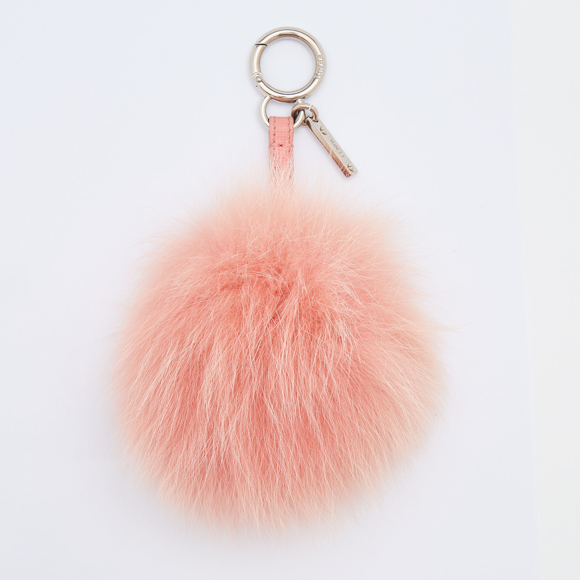 Pre-owned Fendi Pink Fox Fur Pom Pom Bag Charm