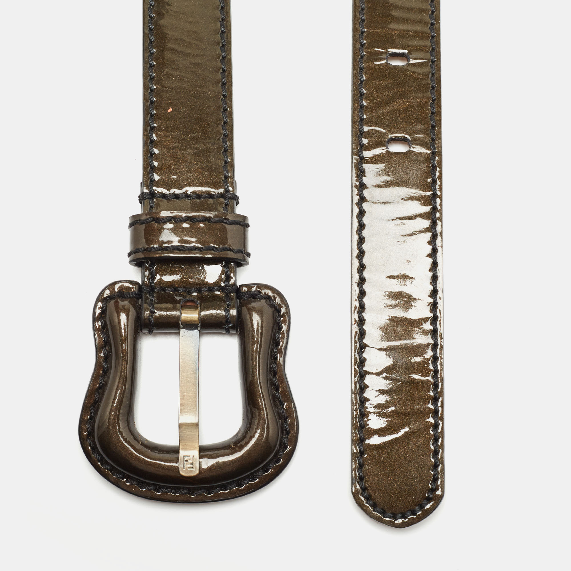 

Fendi Olive Green Patent Leather Belt