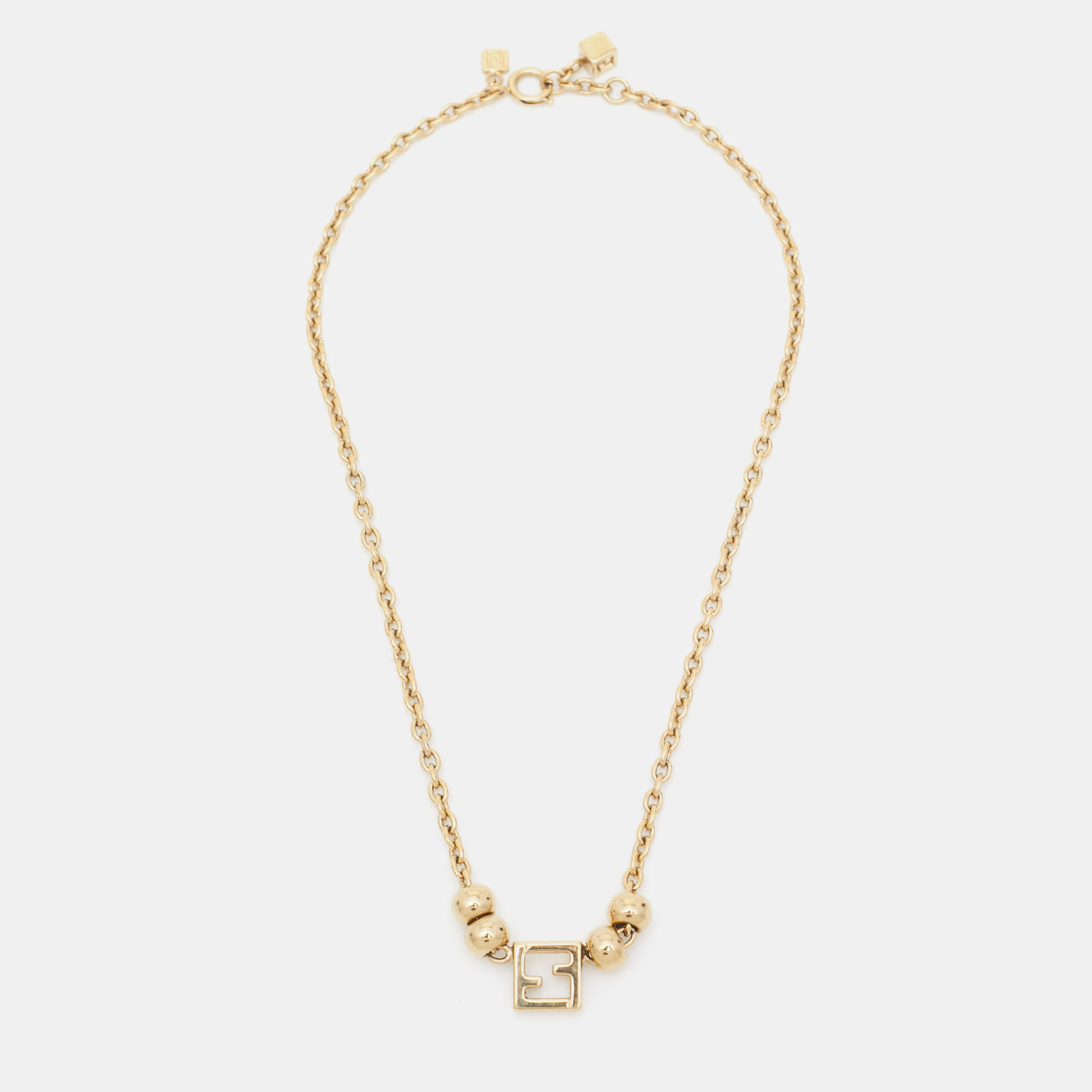 

Fendi Logo Gold Tone Necklace
