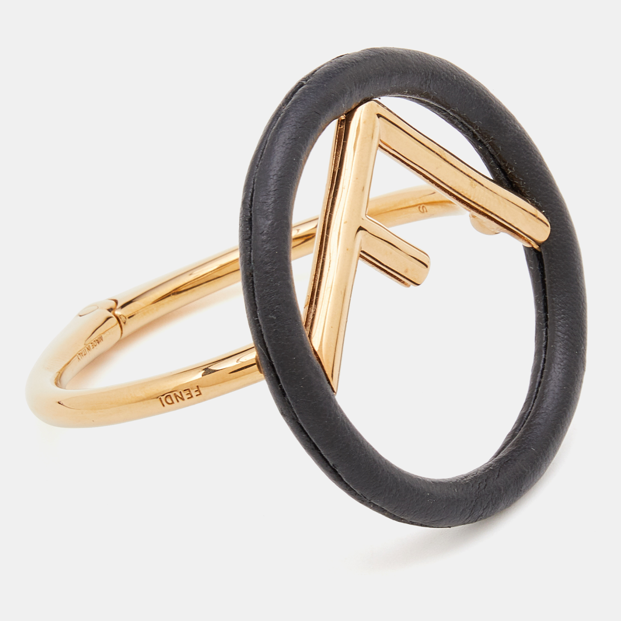

Fendi Black Leather F is Fendi Hinged Bracelet