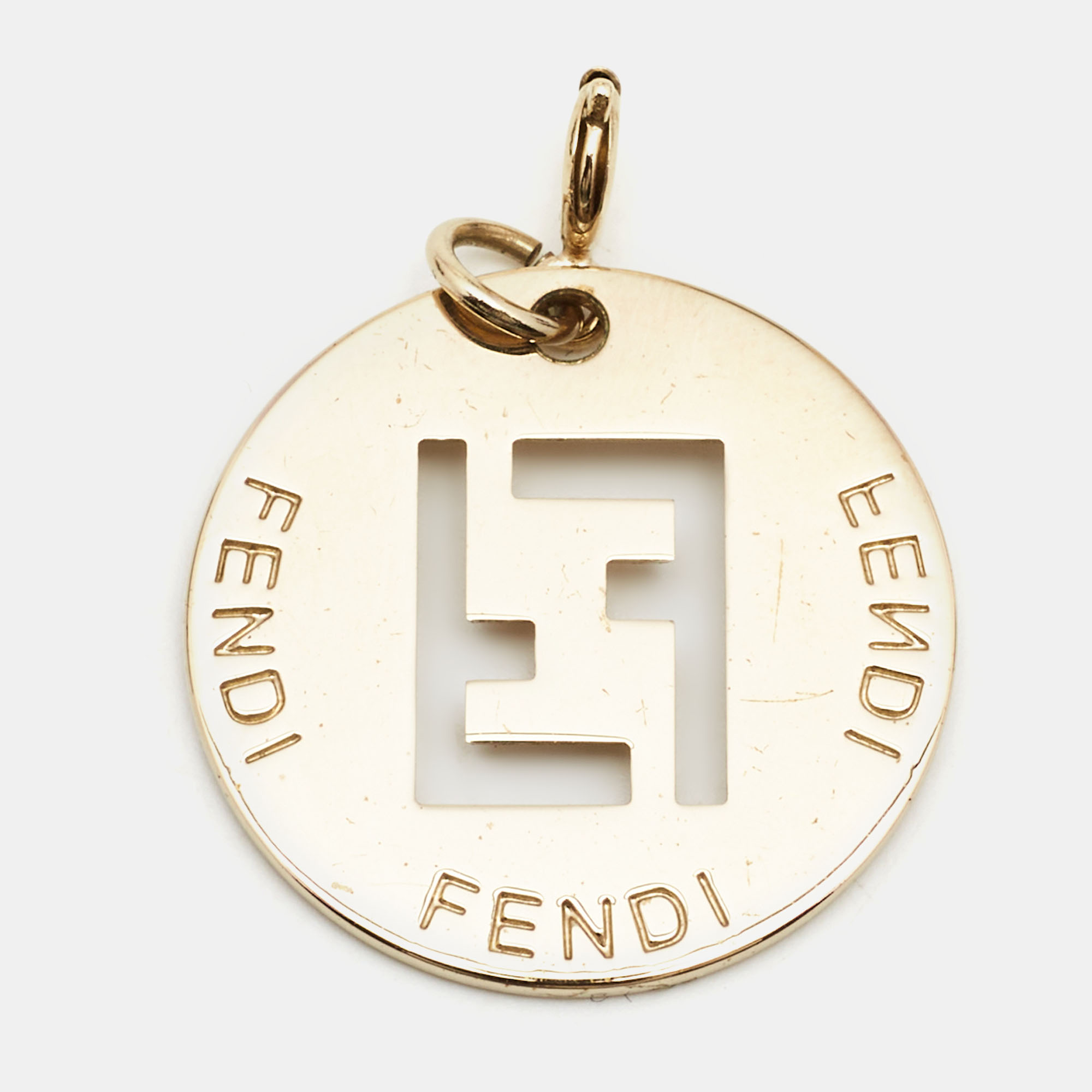 

Fendi Identification FF Gold Tone Pendant Charm