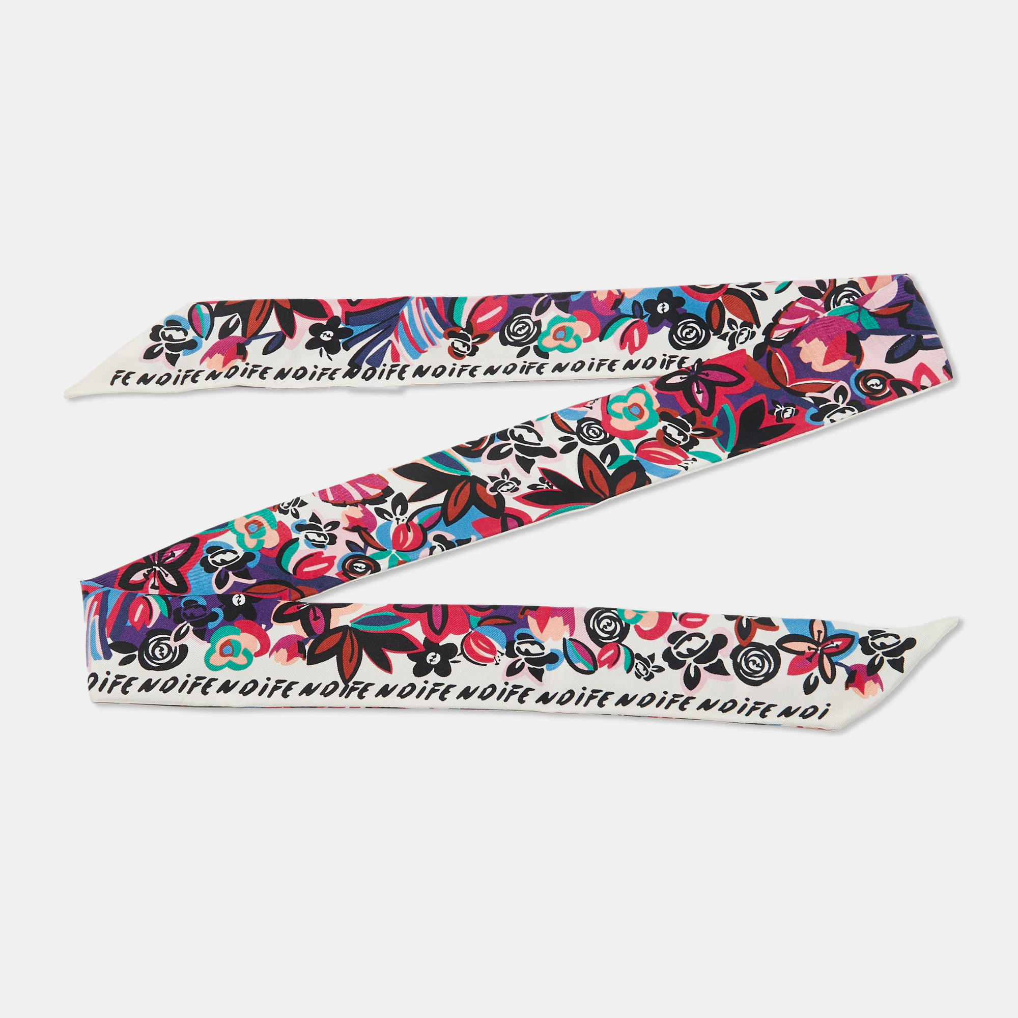 

Fendi Multicolor Flower Print Silk Bandeau Scarf