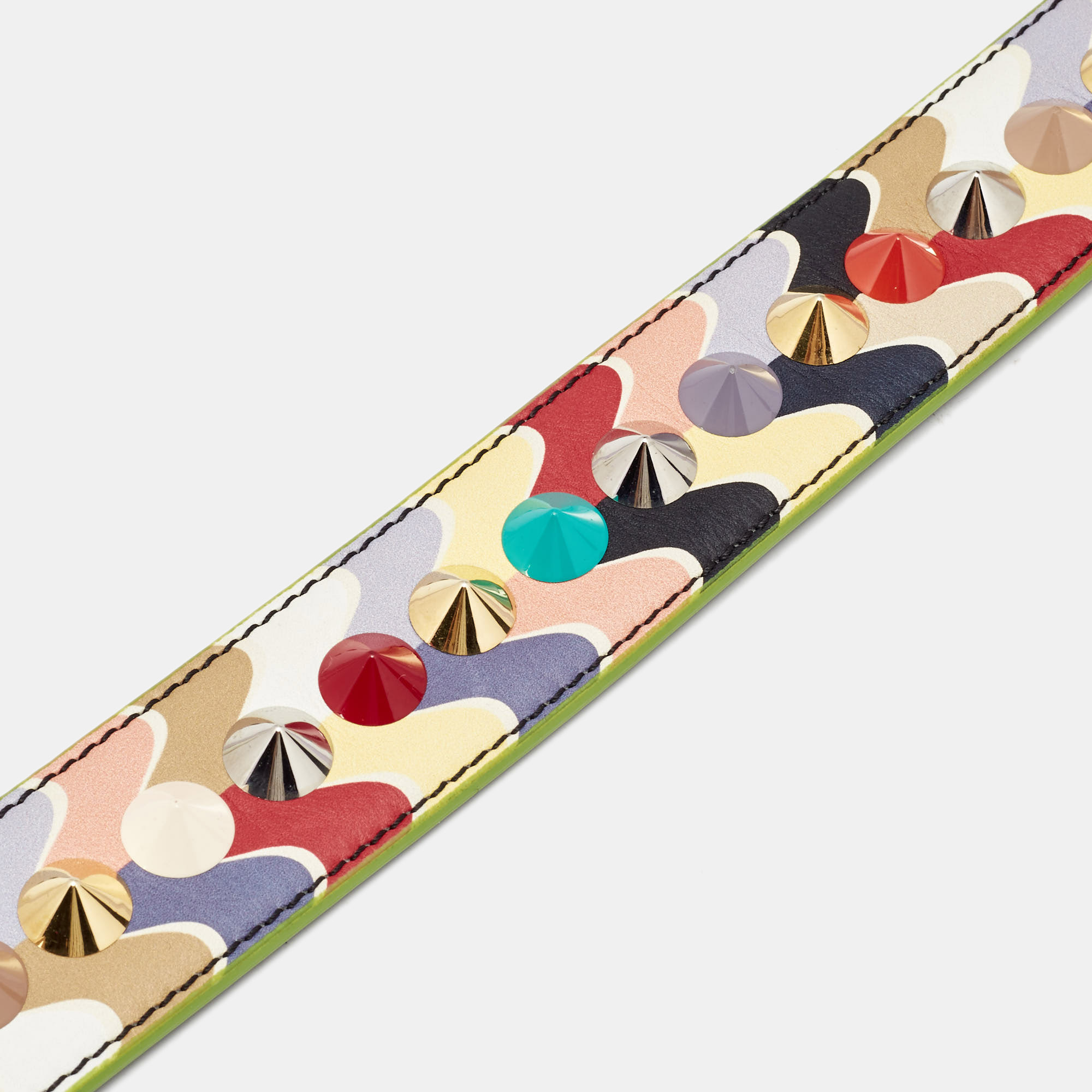 

Fendi Multicolor Printed Leather Studded Strap You Bag Strap