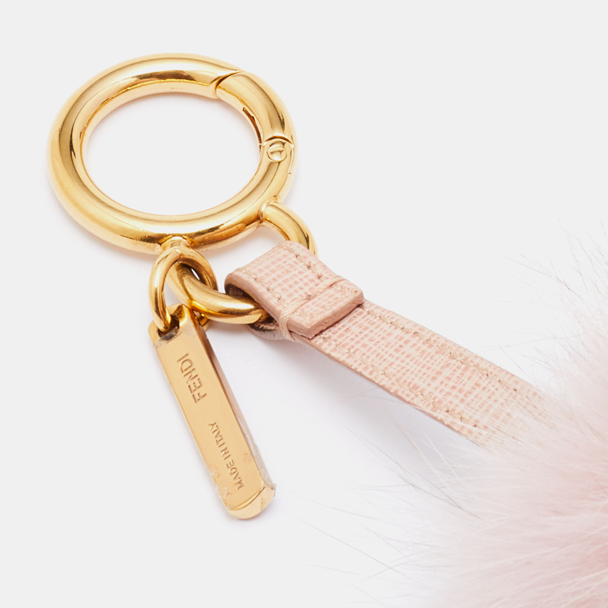 

Fendi Light Pink & Brown Fur Pom Pom Bag Charm