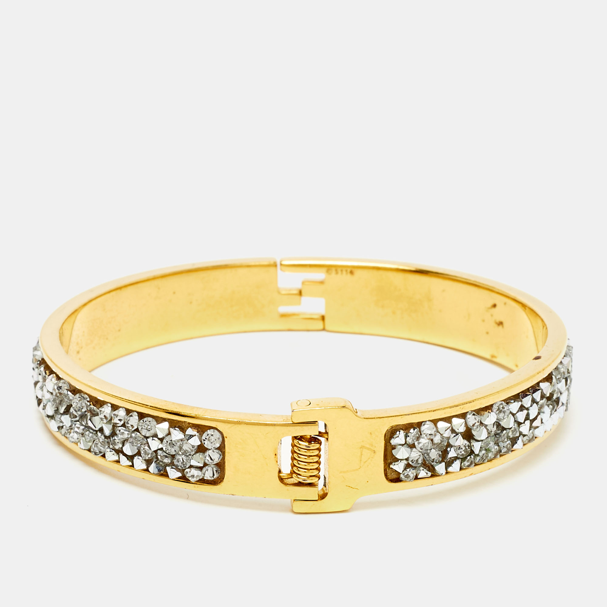 

Fendi Fendista Crystal Studded Gold Tone Bracelet