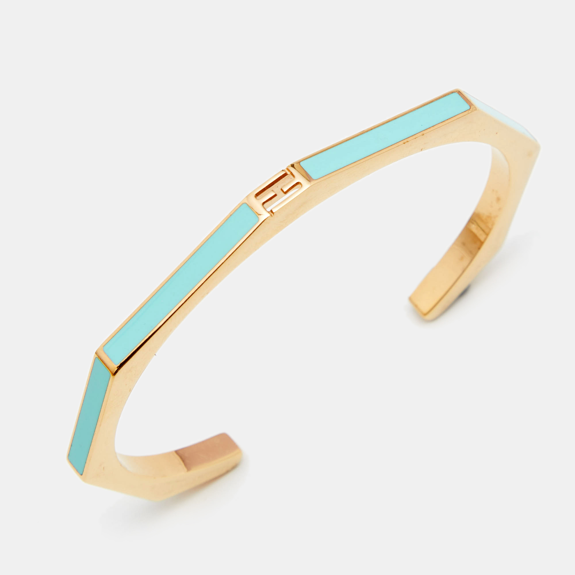 

Fendi Baguette Blue Enamel Gold Tone Bracelet