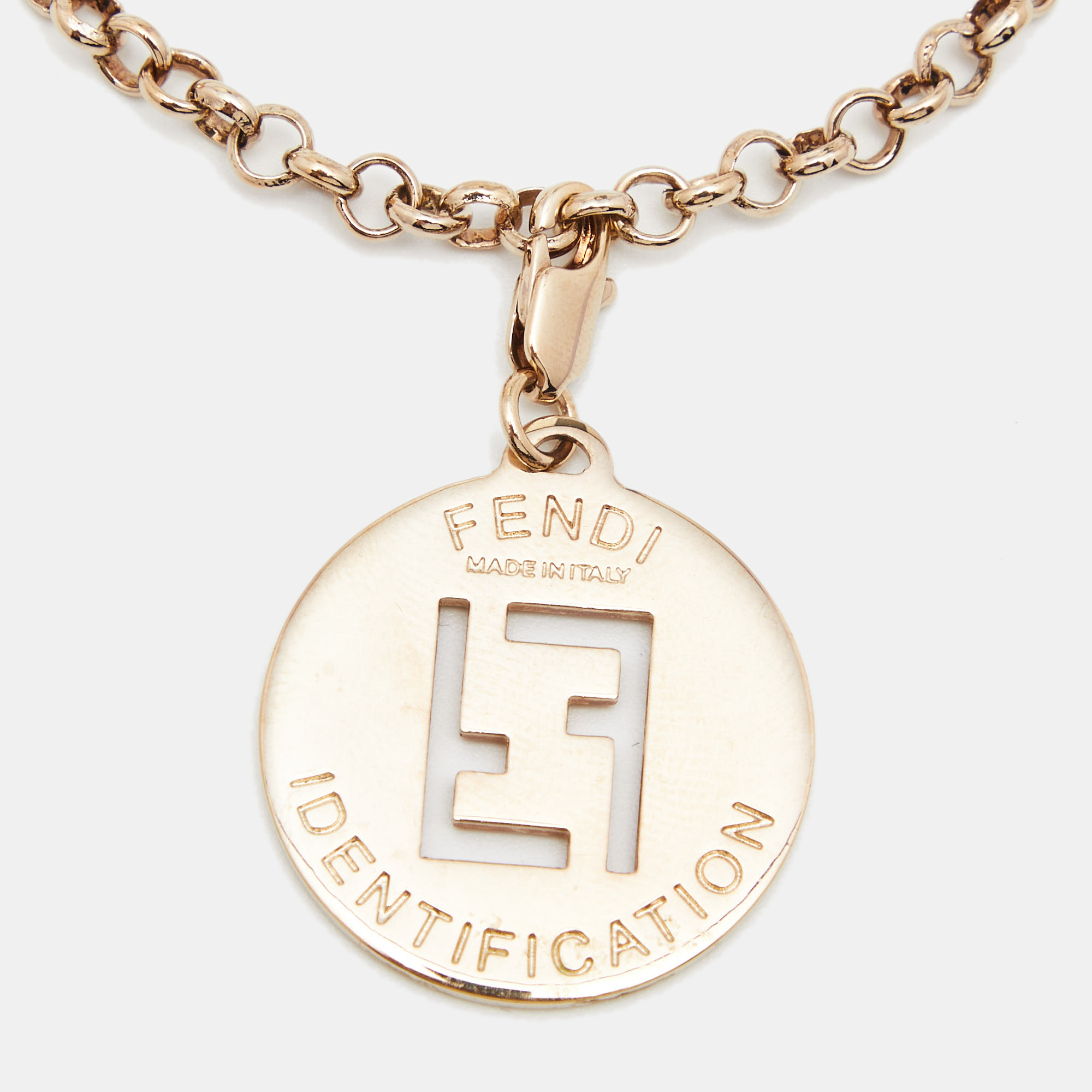 

Fendi Identification Gold Tone Charm Bracelet
