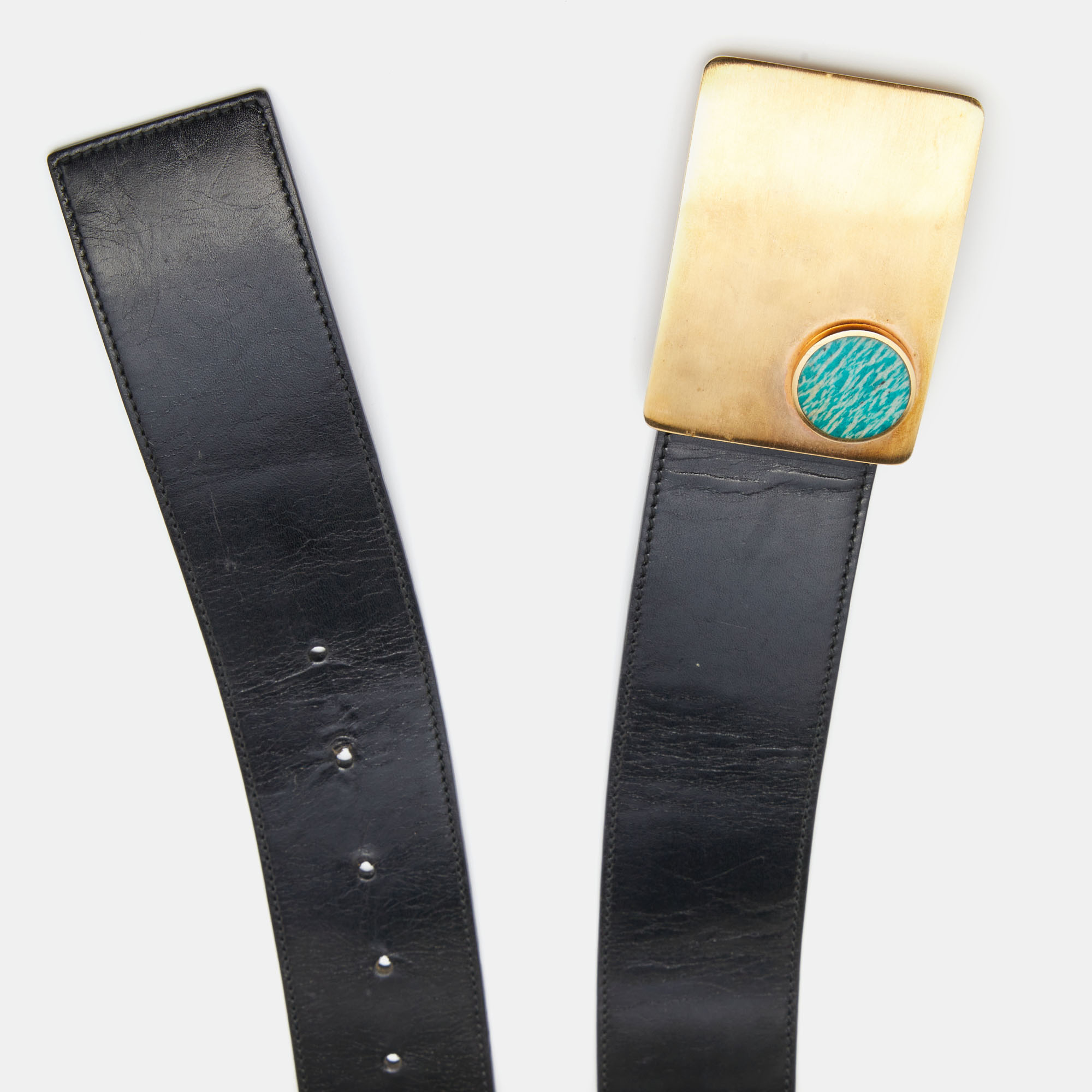 

Fendi Black Leather Wide Buckle Belt