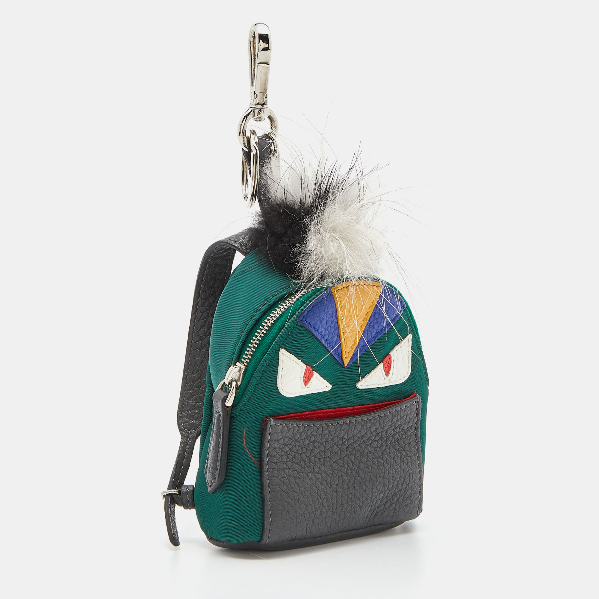 

Fendi Multicolor Leather, Fur and Nylon Micro Monster Backpack Bag Charm