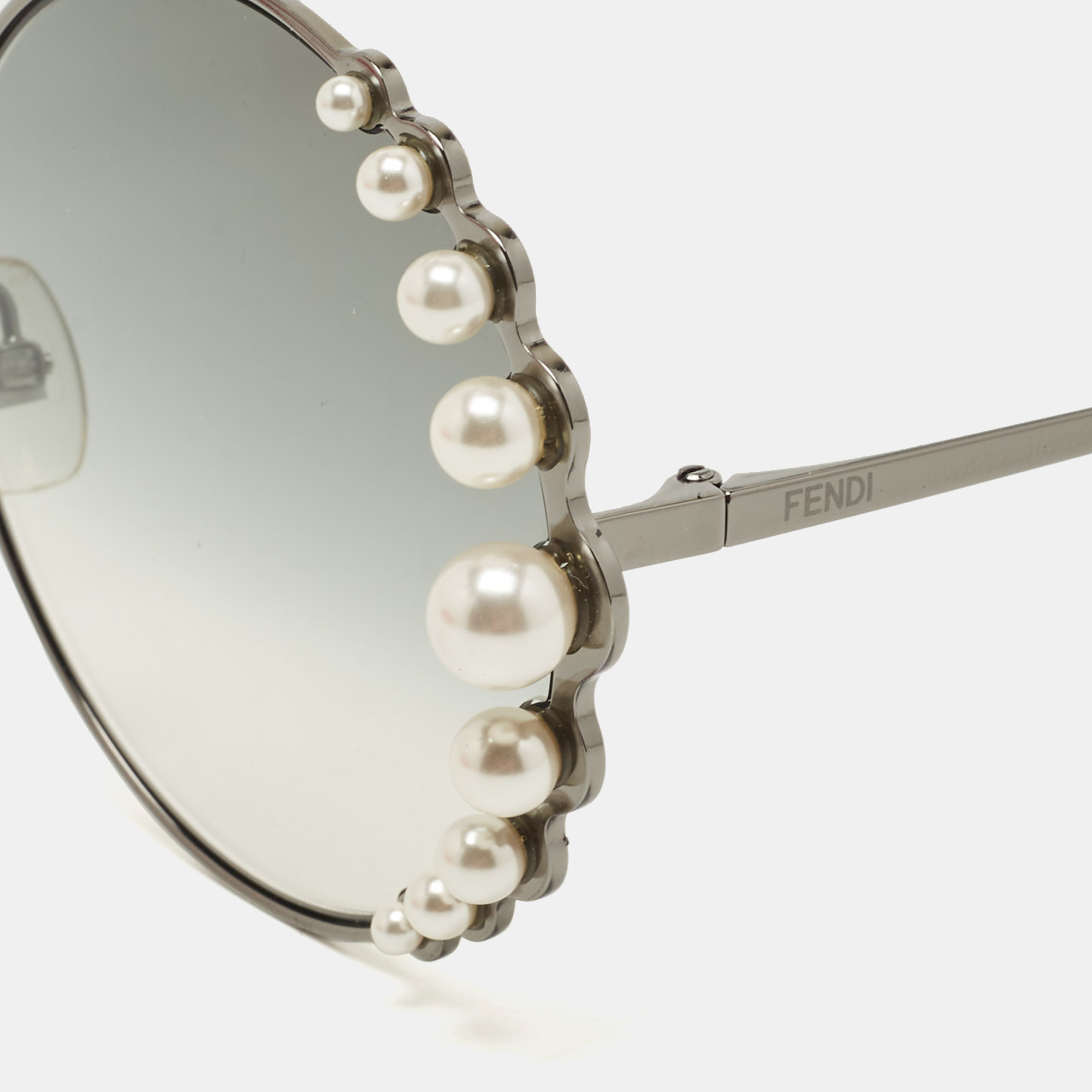

Fendi Gunmetal Tone/Grey Gradient Studded FF0259S Round Sunglasses