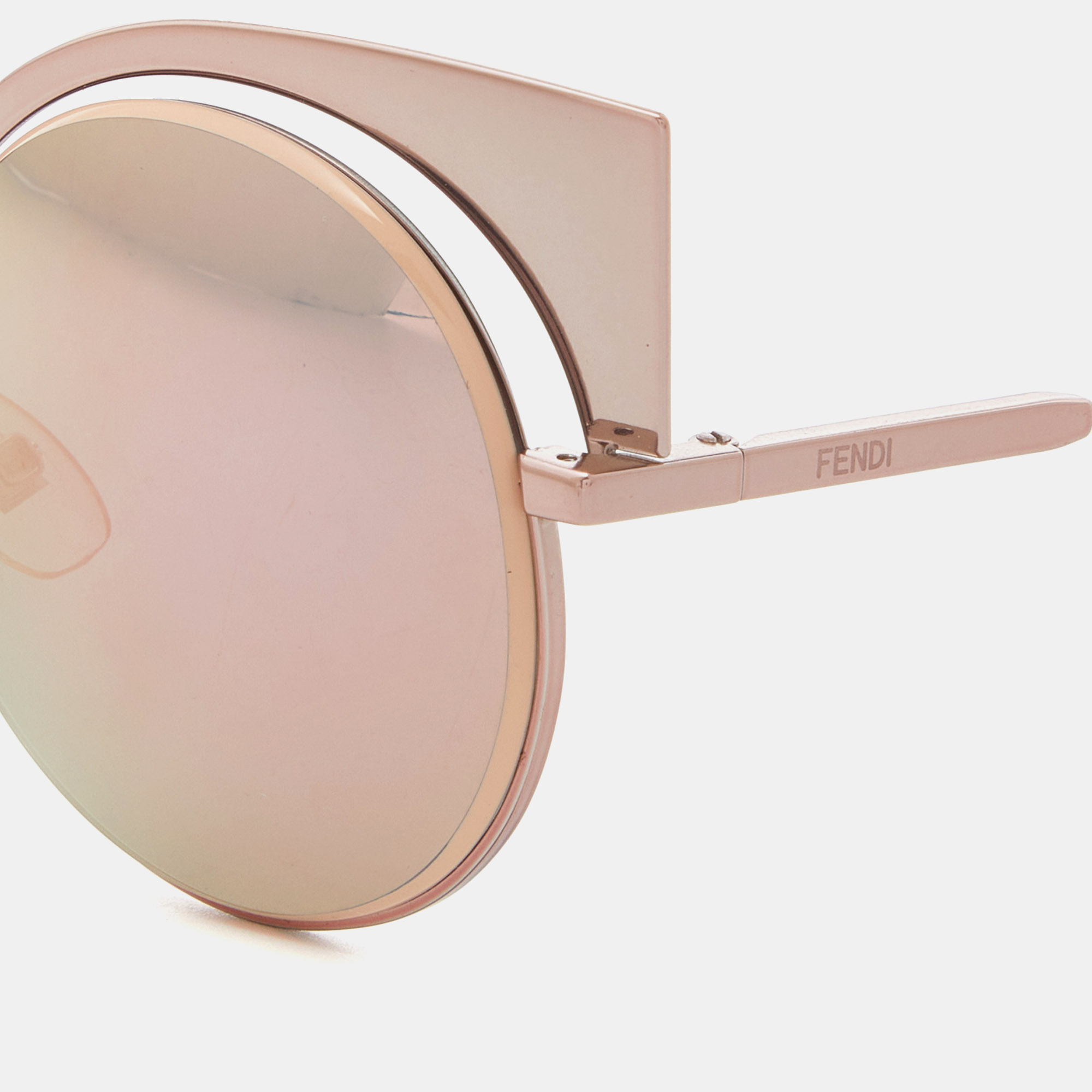 

Fendi Rose Gold/Green Mirrored FF 0177/S Cat Eye Sunglasses, Metallic