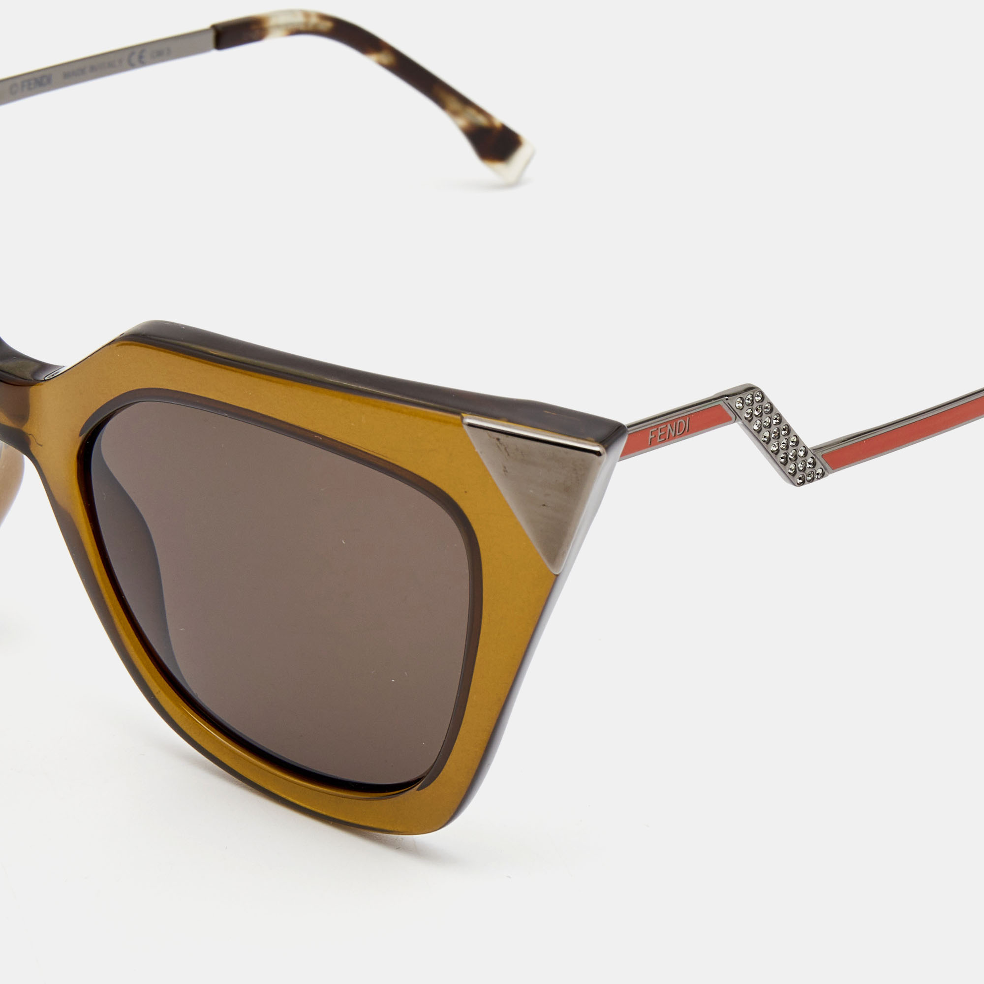 

Fendi Khaki Green/Orange Iridia Cat Eye Sunglasses