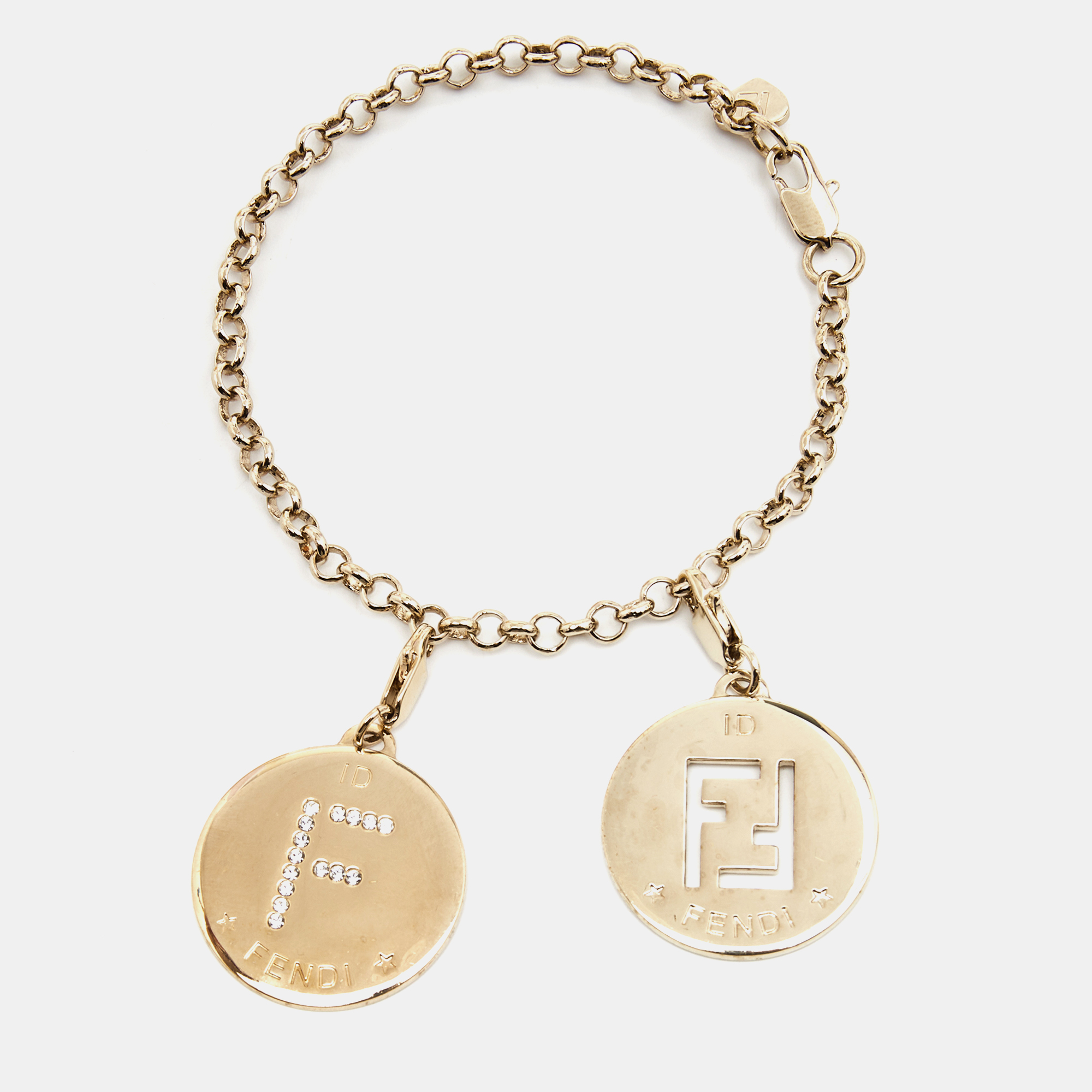 FENDI Fendi Gold Tone Baguette Bag Charm Bracelet