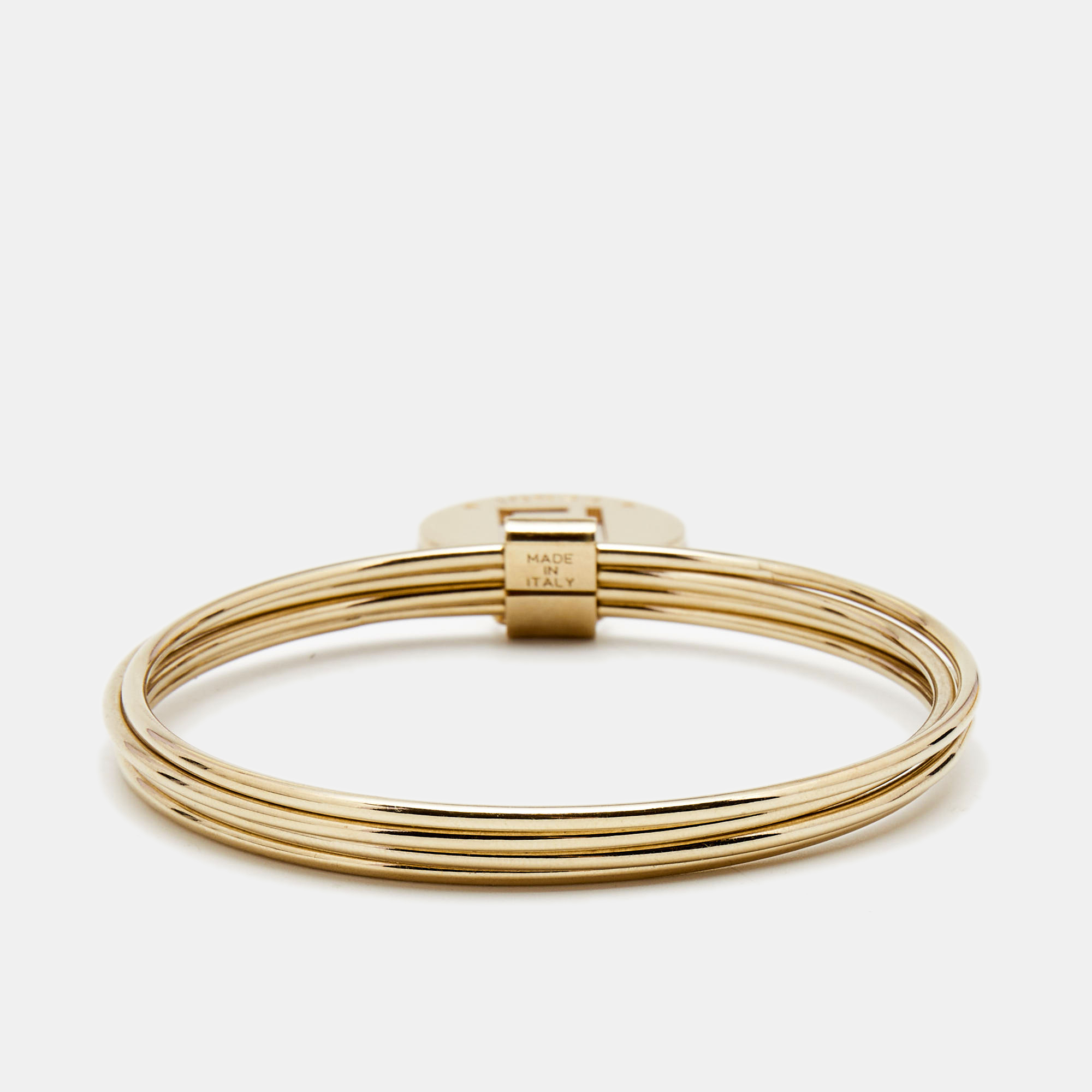 

Fendi Identification Gold Tone Bangle Bracelet