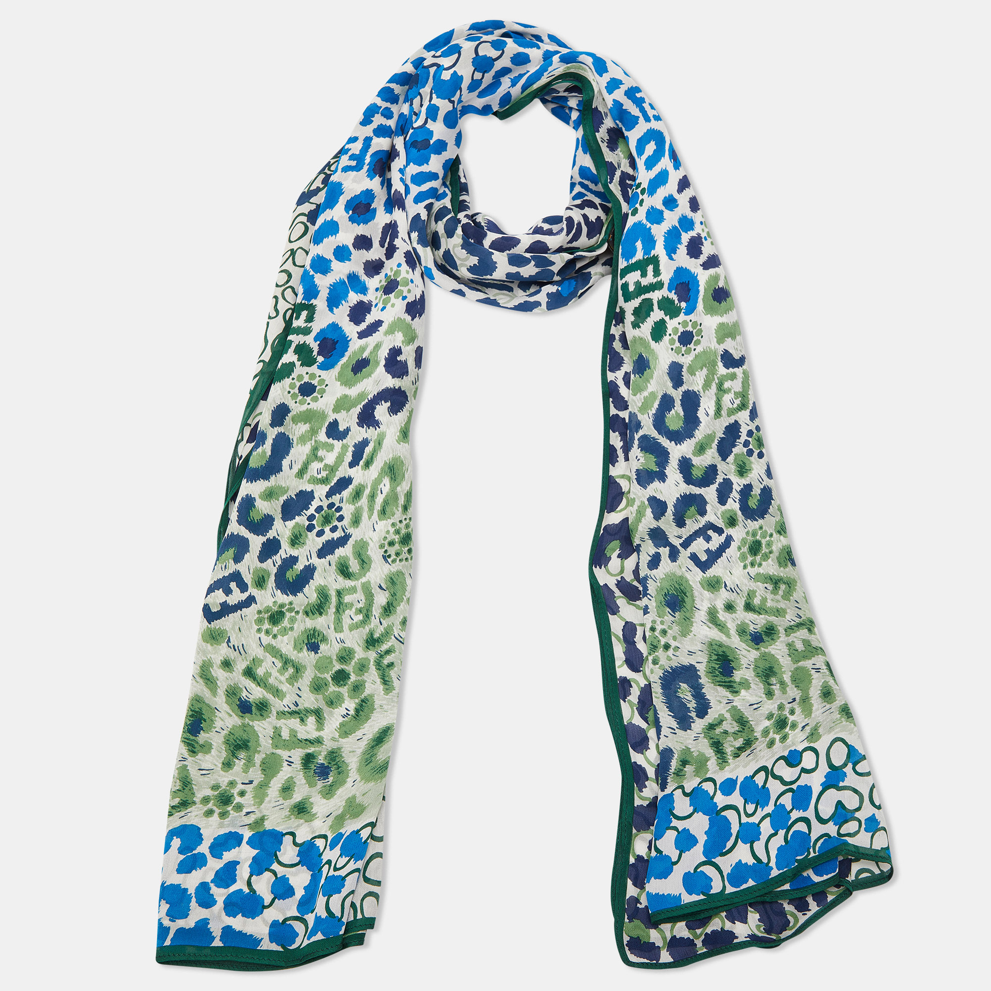 

Fendi Multicolor Animal Printed Silk Scarf