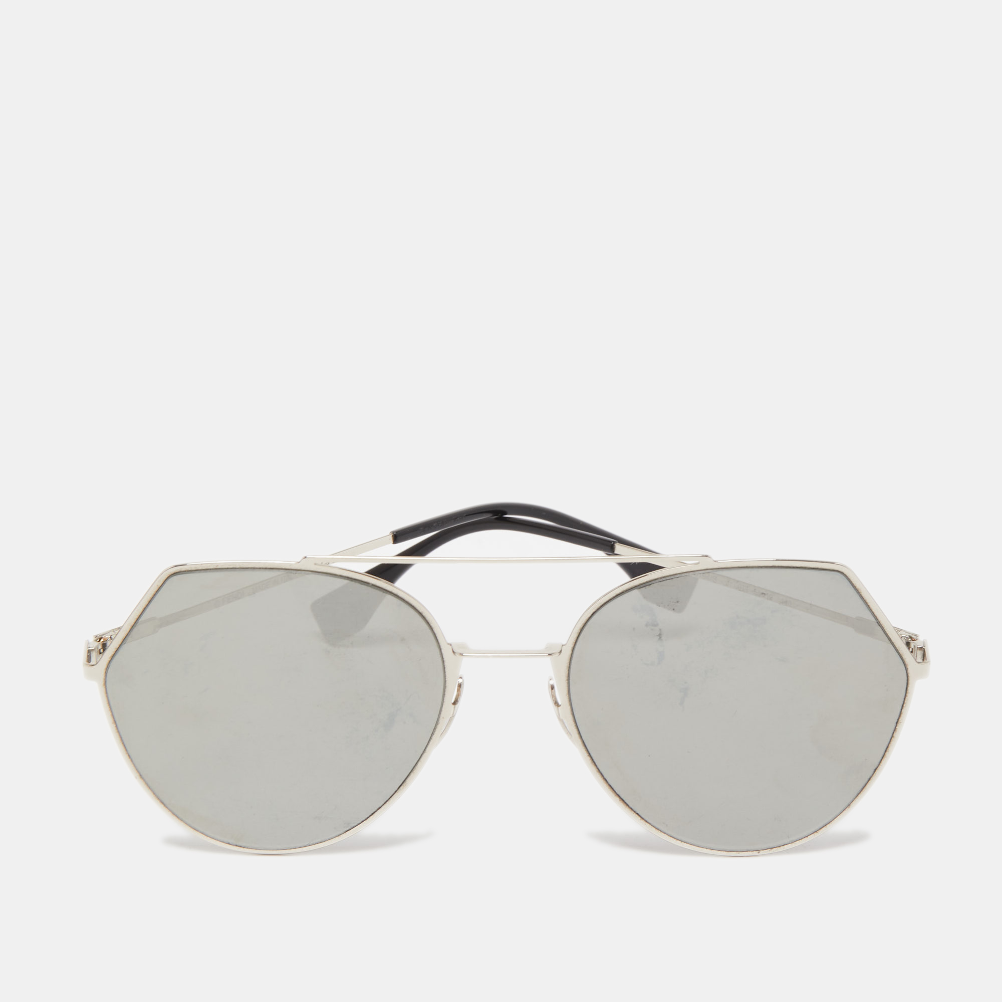 Pre-owned Fendi Black/silver Ff 0194/s Frame Aviators Sunglasses