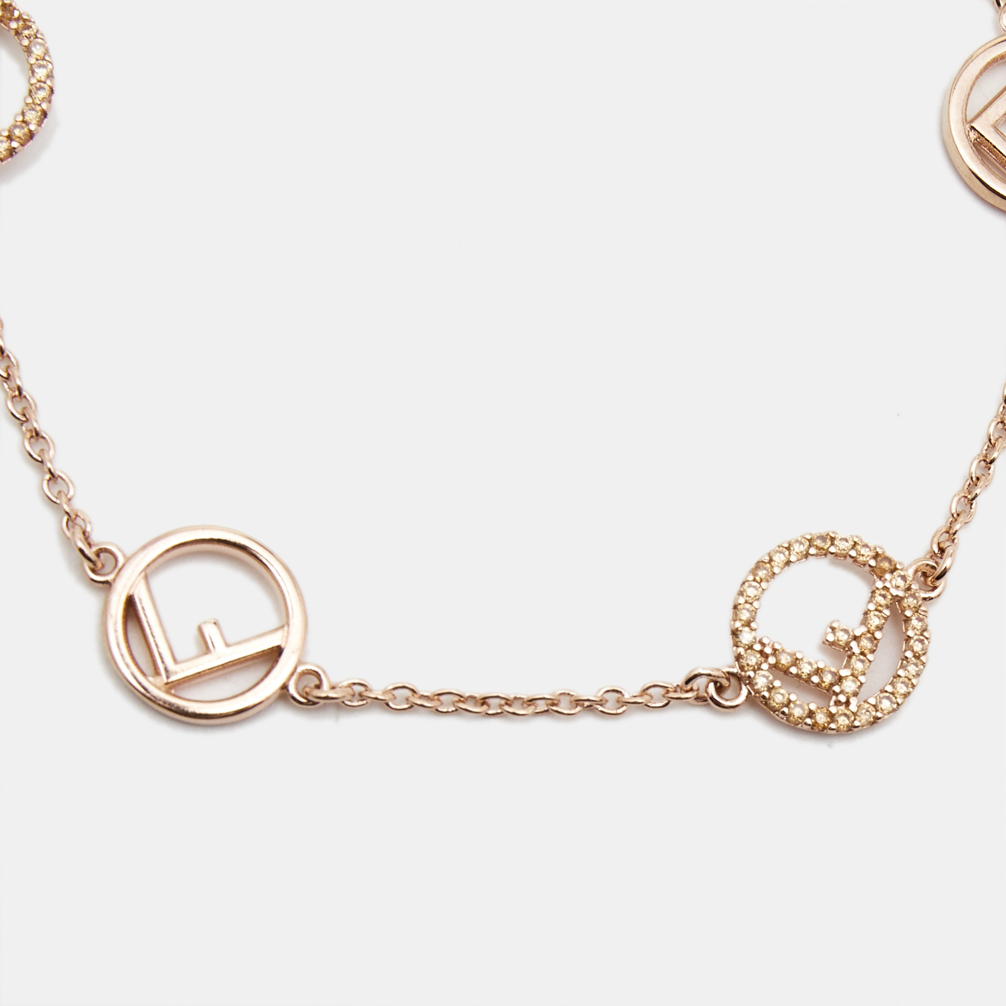 

Fendi F is Fendi Gold Tone Crystal Logo Station Bracelet