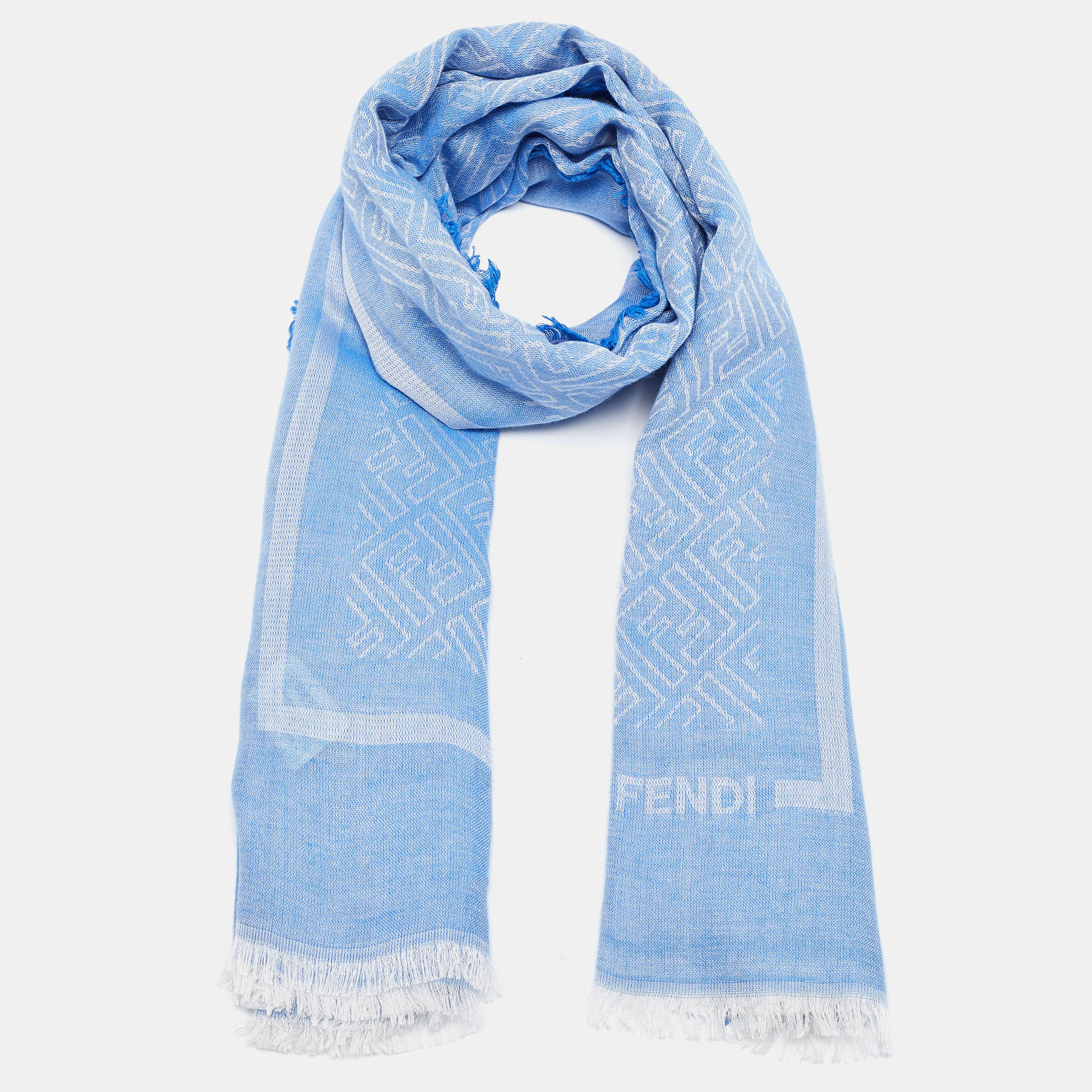 

Fendi Blue FF Logo Modal & Cotton Scarf