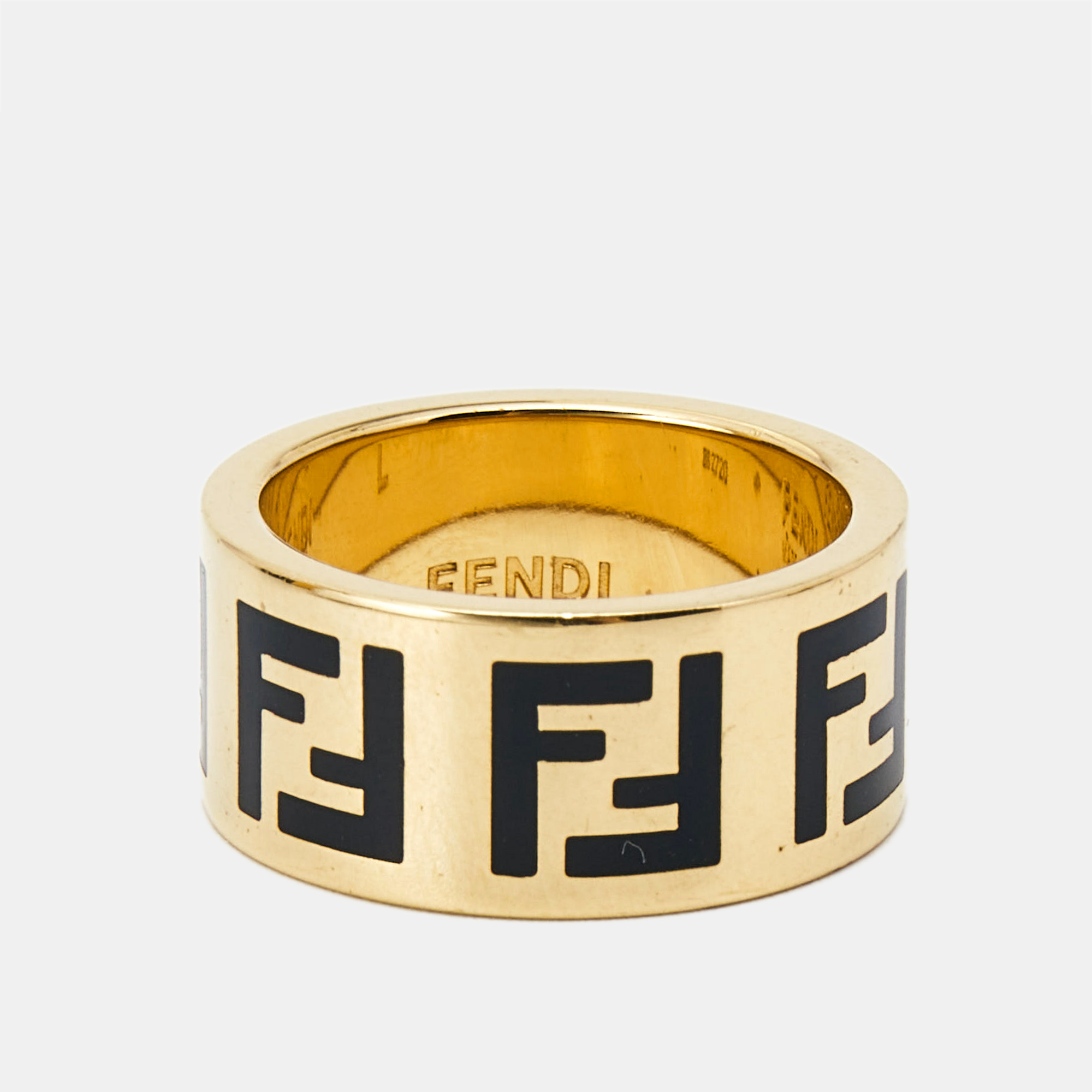 

Fendi Forever Fendi Enamel Gold Tone Band Ring Size