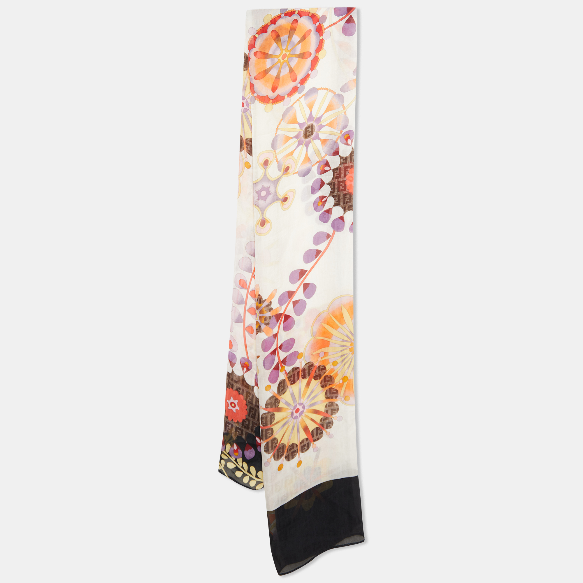 Pre-owned Fendi Multicolor Floral Printed Silk Stole