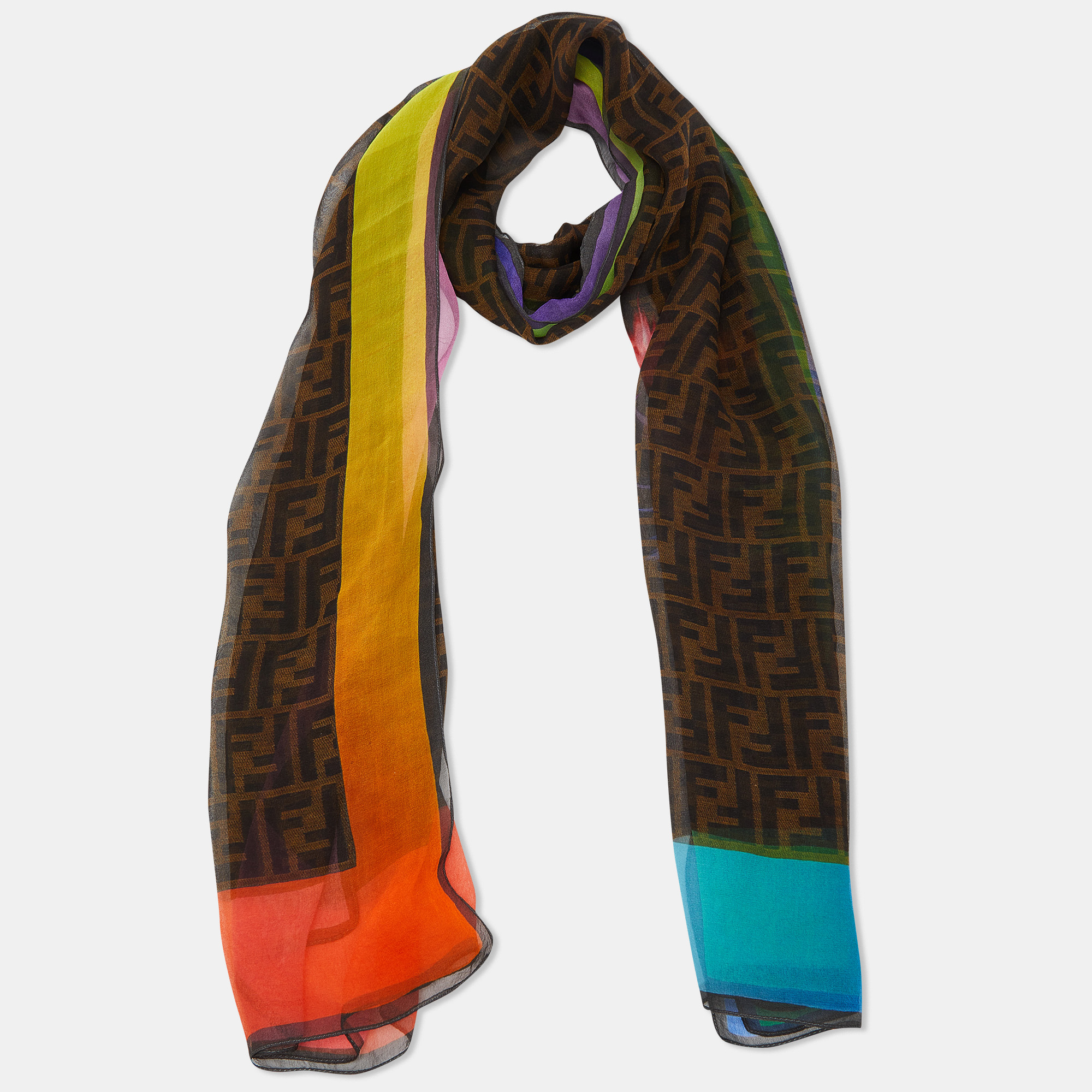 

Fendi Brown/Multicolor FF Print Silk Stole